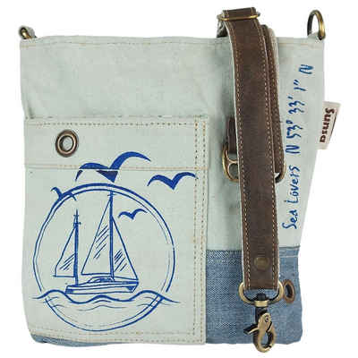 Sunsa Umhängetasche Damen Umhängetasche. Maritim Tasche aus Canvas, Recycelte Jeans & Leder. Vintage Crossbody Schultertasche. Nachhaltige Geschenkideen für Seeliebhaber 52629, enthält recyceltes Material