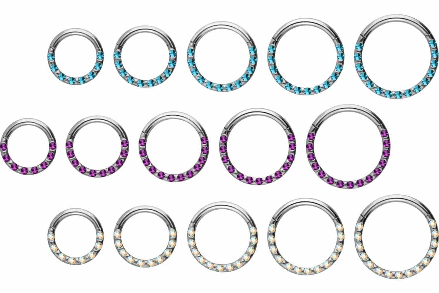 PIERCINGLINE Nasenpiercing Chirurgenstahl Segmentring Clicker KRISTALLE + EPOXY Ohrpiercing (Clicker, 1-tlg), Ohrpiercing für Conch, Helix, Tragus, Daith, Lobe