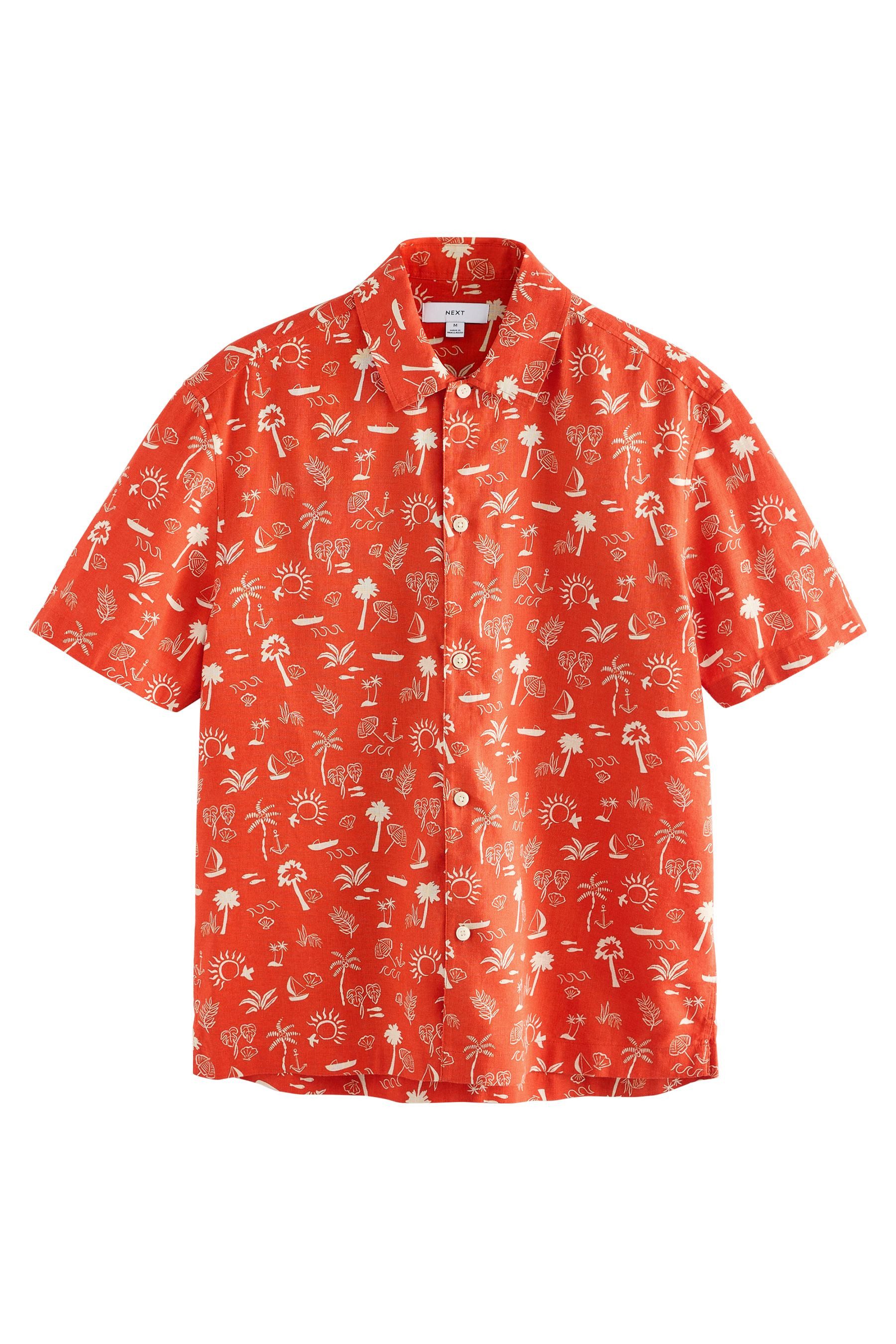 Next Kurzarmhemd Kurzärmeliges, bedrucktes Hemd mit Palmenwedel (1-tlg) günstig online kaufen