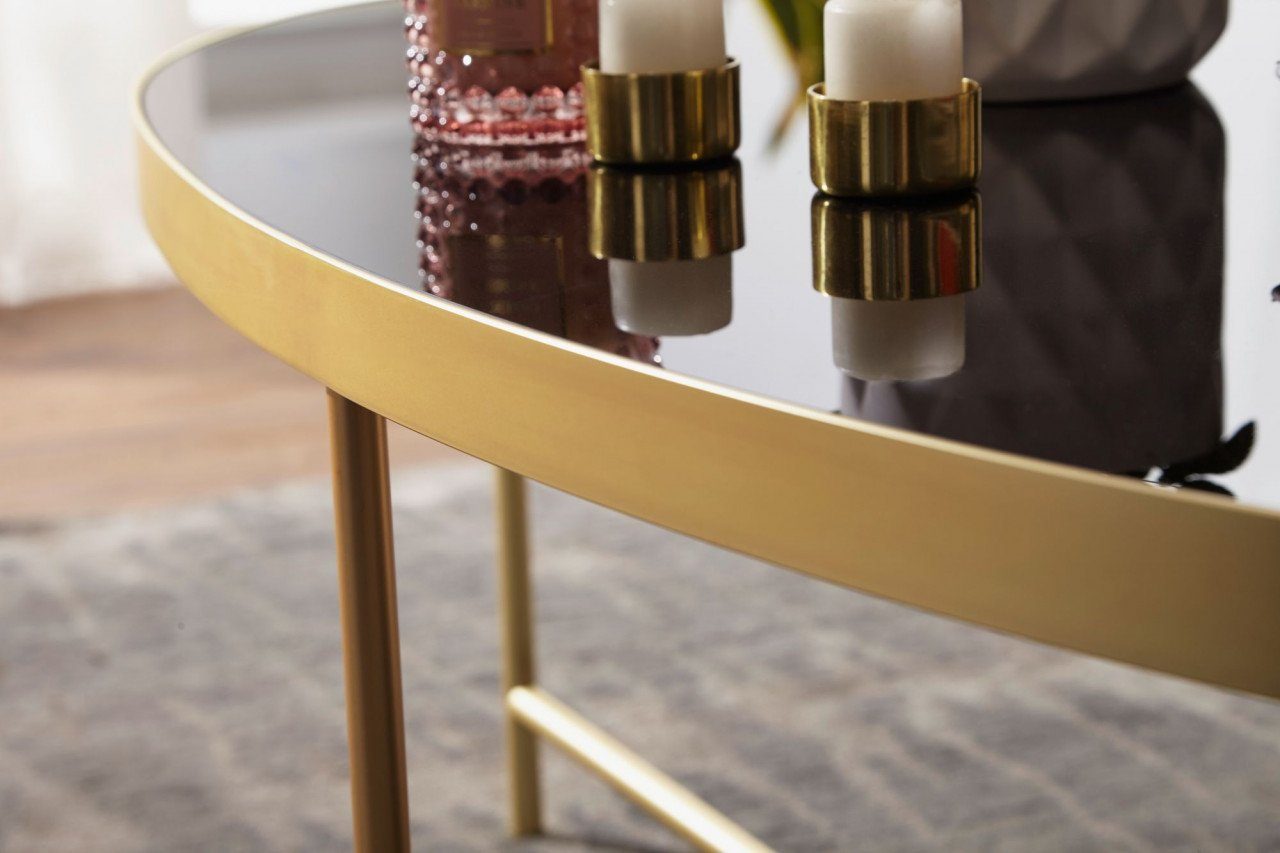 Couchtisch x 110 cm - Tisch Schwarz 56 Oval Glas Metallgestell Design mit furnicato Gold Lounge