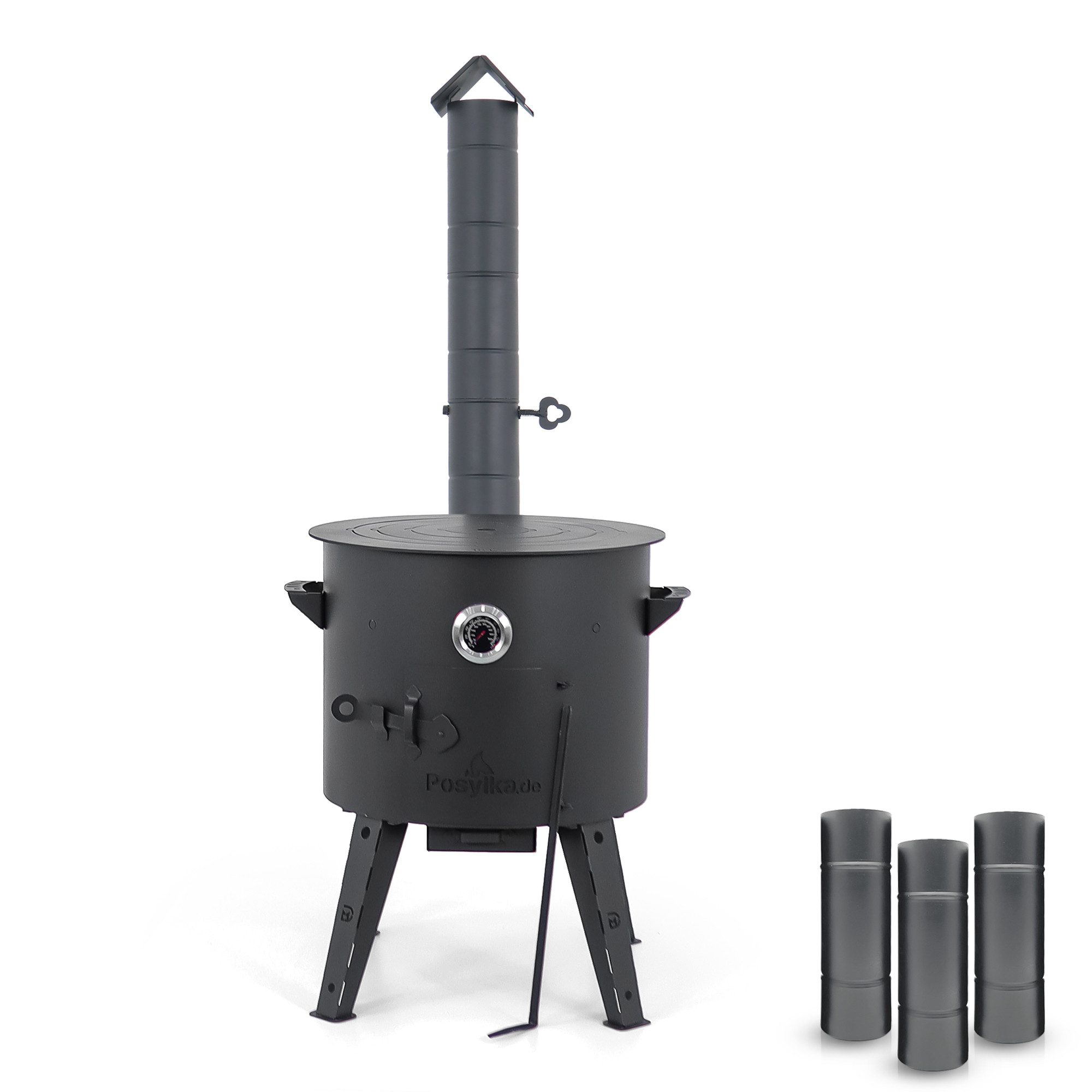 Posylka.de Feuerstelle Kasanofen Ø 44 cm Langrohr Kochringe 23,9 kg Kesselofen für Kasan 16 L, (6-St)