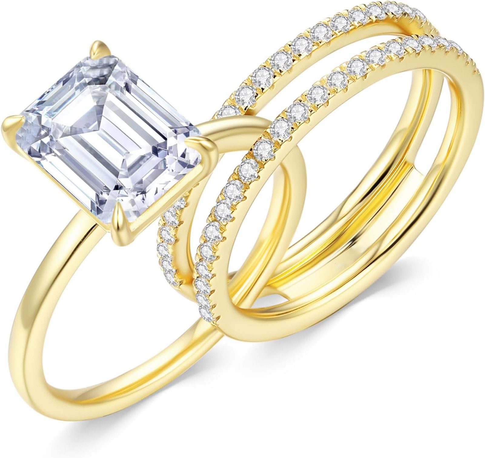 Jumpeak Diamantring 3-Karat-Diamantring-Set, 585er-Goldring-Set, Damen-Ehering-Set, Hochzeitsjubiläumsring, Damenring aus Gold, abnehmbarer Ring, IGI