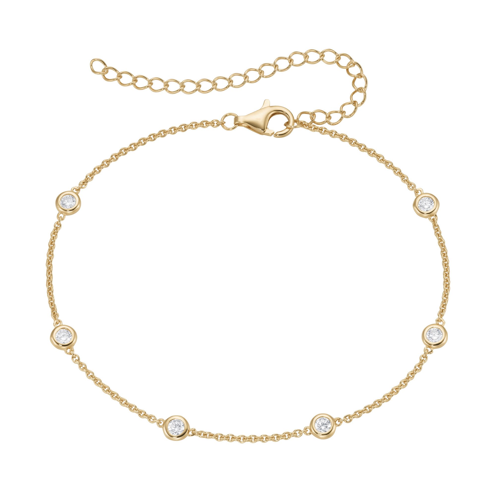 Firetti Fußkette Schmuck Geschenk Silber 925 Körperschmuck Ankerkette Zwischenteile, mit Zirkonia (synth)