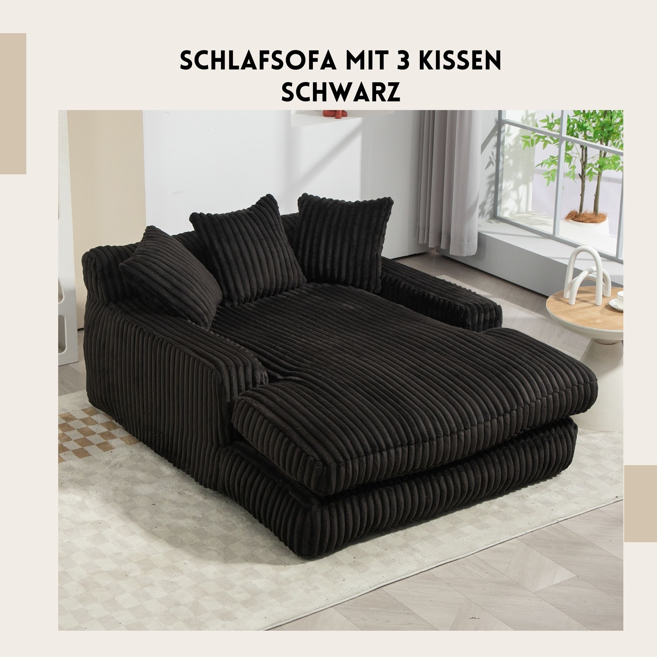 SeedWave Schlafsofa mit 3 Kissen, Cordstoff, günstig online kaufen