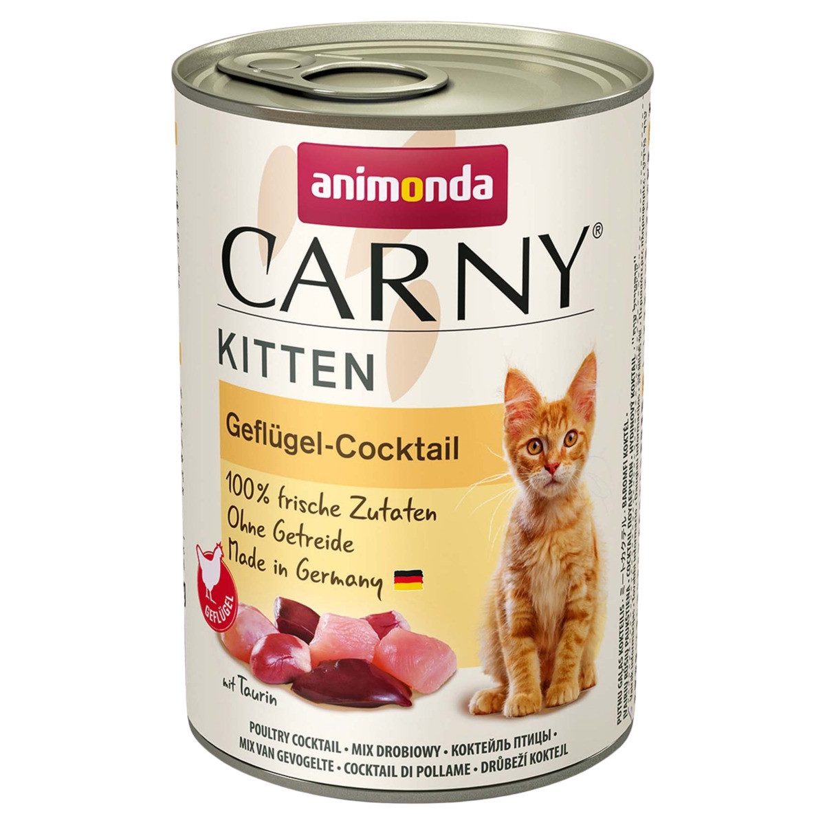 Animonda Carny Kitten Geflügel-Cocktail 400 g - 12 Stück, Nassfutter für: Katze