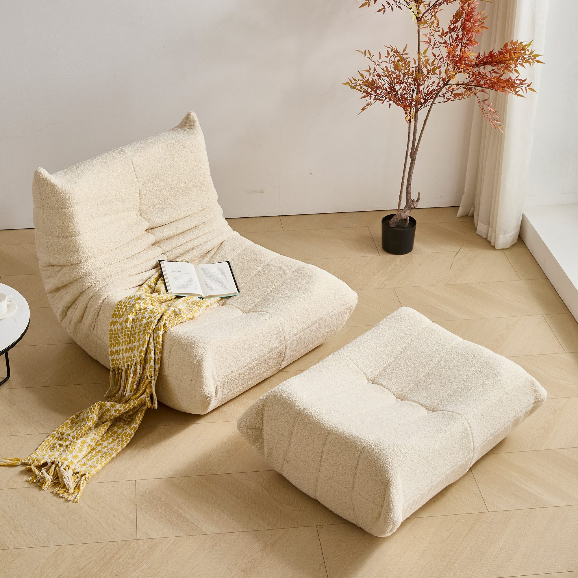 HAUSS SPOLE Sitzsack Lazy Sofa mit Fußhocker, Wohnzimmer Teddysamt, moderne günstig online kaufen