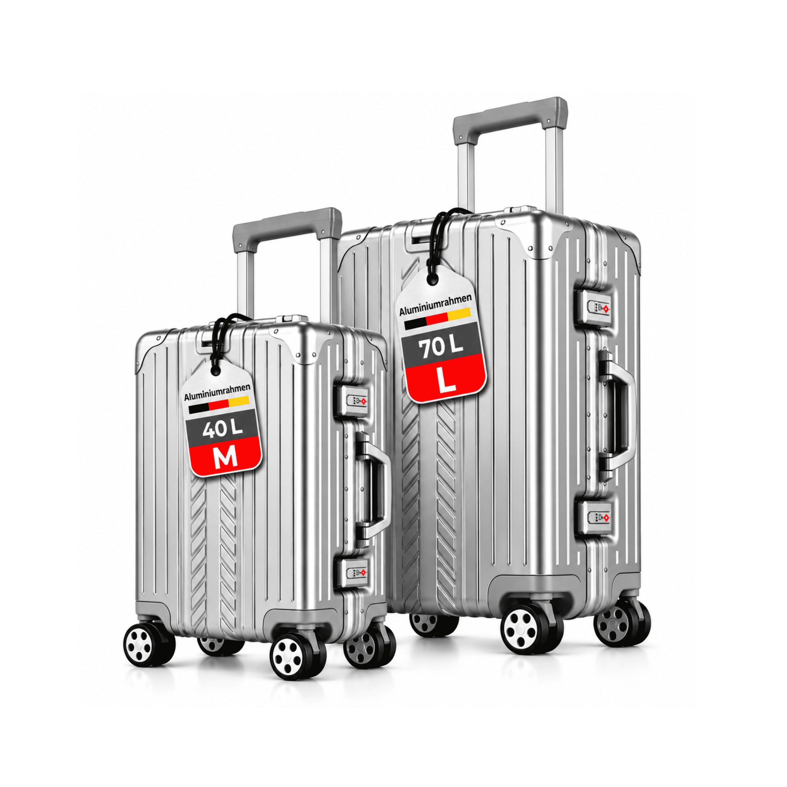WINLIFE Trolley Hartschalen-Reisekoffer Alu-Rahmen Sparset (M+L) TSA Nummern-Schloss