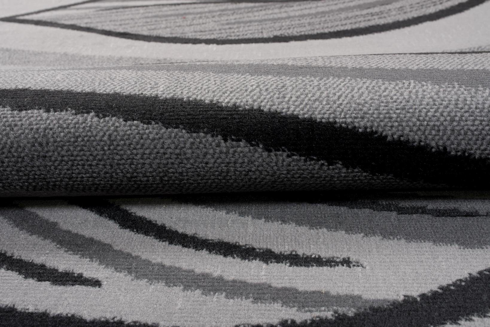 Designteppich Modern Teppich Geometrisch Grau 150 cm, mm, 80 Fußbodenheizung, Pflegeleich, Höhe Kurzflor x Geeignet 7 - Mazovia, Weich, für