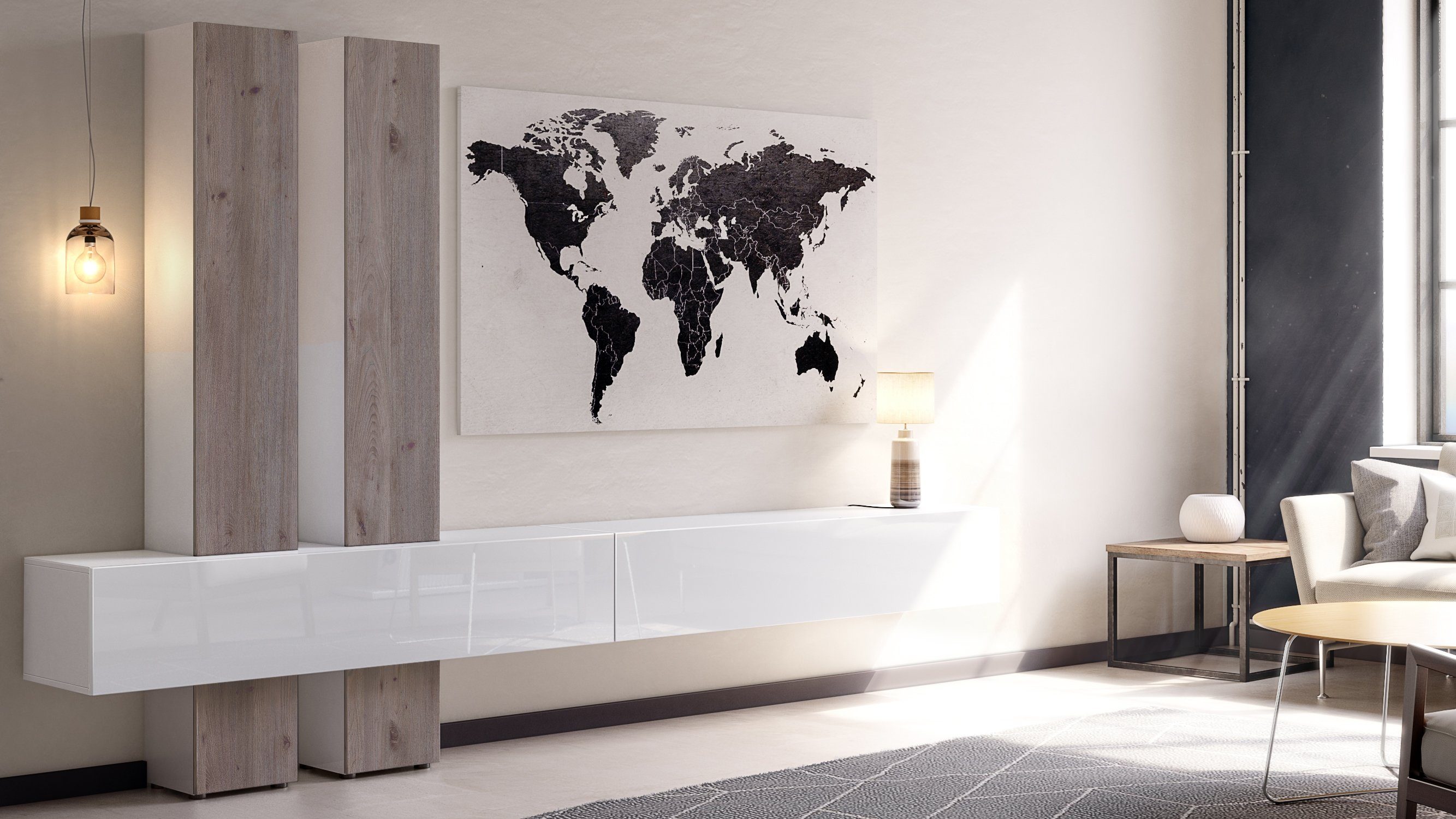 Vladon Wohnwand Moja, (Anbauwand, mit Rückwand mit 4 Türen und 2 Klappen), günstig online kaufen