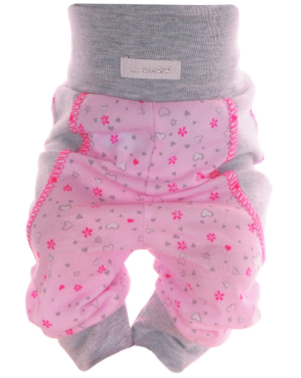 La Bortini Pumphose Baby Hose Erstlingshose Mitwachshose in Rosa für Neugeborene aus Baumwolle, gemustert, 44 50 56 62 68 74 80 86 92 98 104