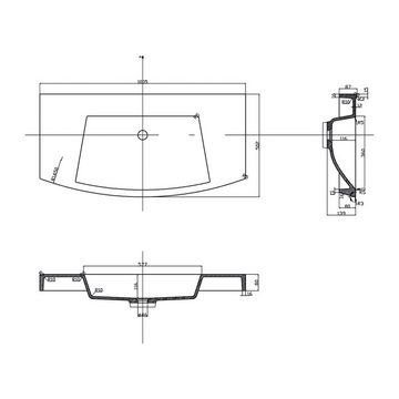 Lomadox Badmöbel-Set MAPUTO-02, (Spar-Set, 5-St), Beton-Optik 201x200x50,2cm