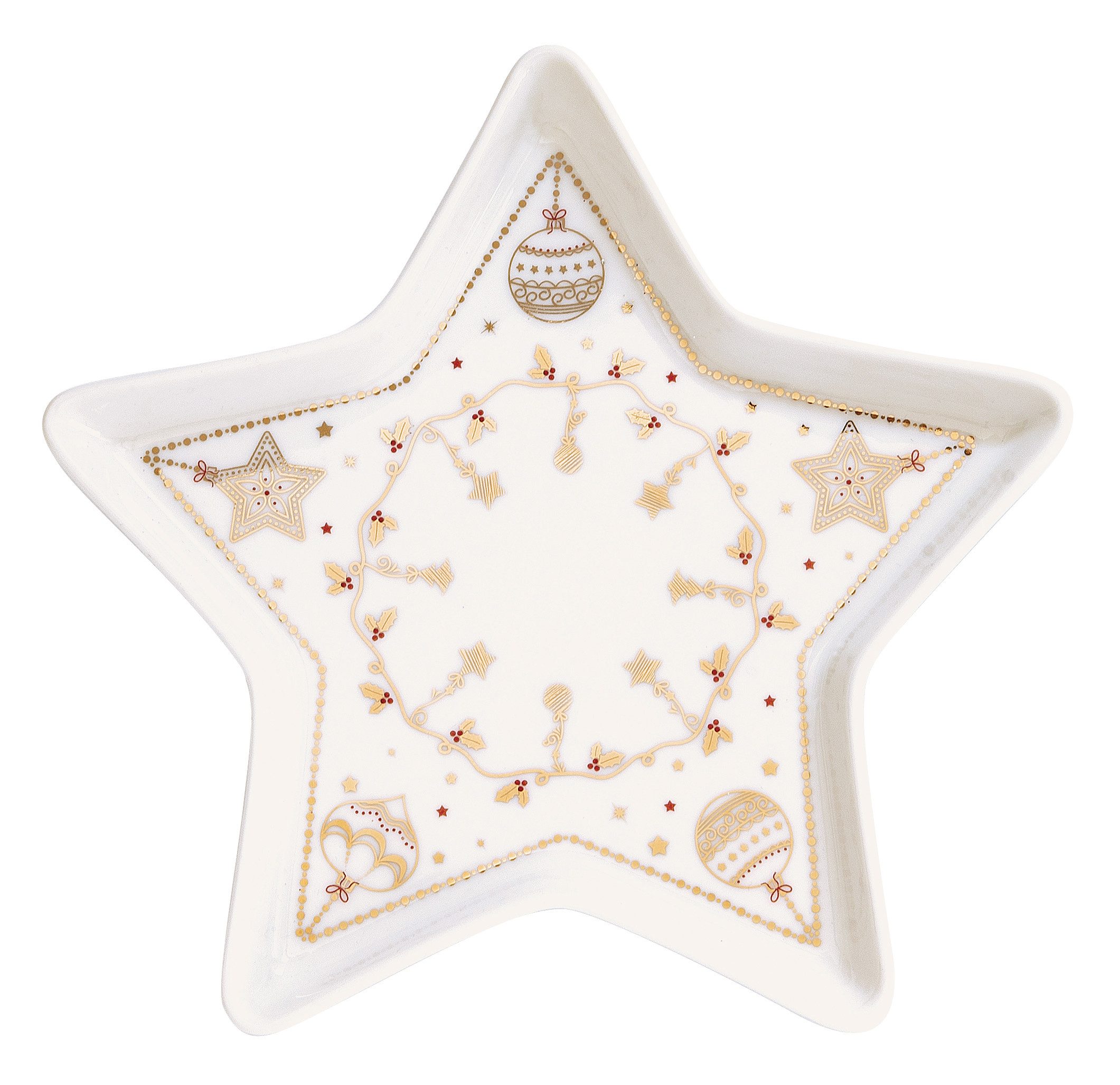 EasyLife Servierteller Christmas Lights, Porzellan, Handwäsche, Weiß, Motiv: Weihnachten