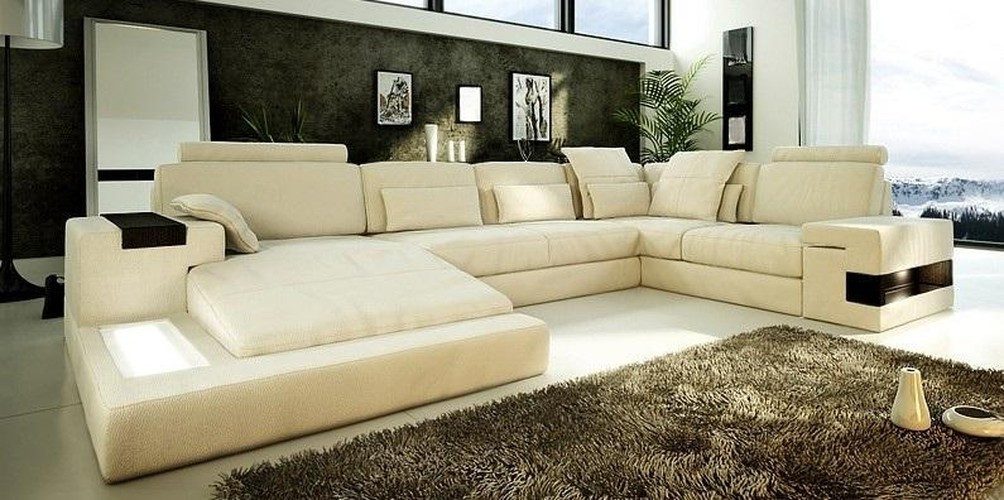 JVmoebel Wohnlandschaft Geräumige Ledercouch Wohnlandschaft mit Polsterung fürs Sitzen, 1 Teile, Made in Europa
