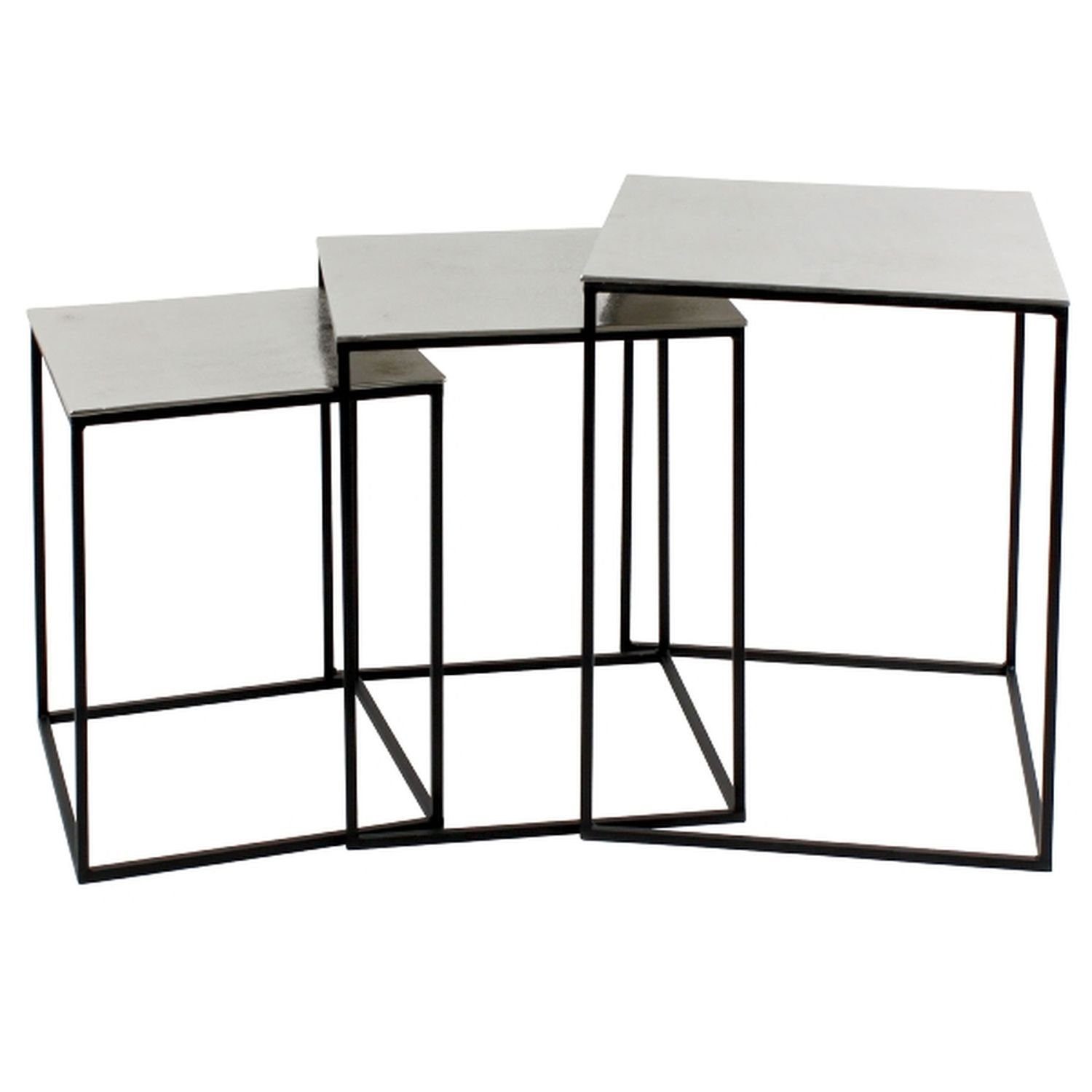 Werner Voß Beistelltisch S/3 tlg. Beistelltisch Square - silber/schwarz - Metall - 40,5x40,5x53 cm - (S) 32x32x43 cm - (M) 35x35x48 cm - (L) 40x40x53 cm