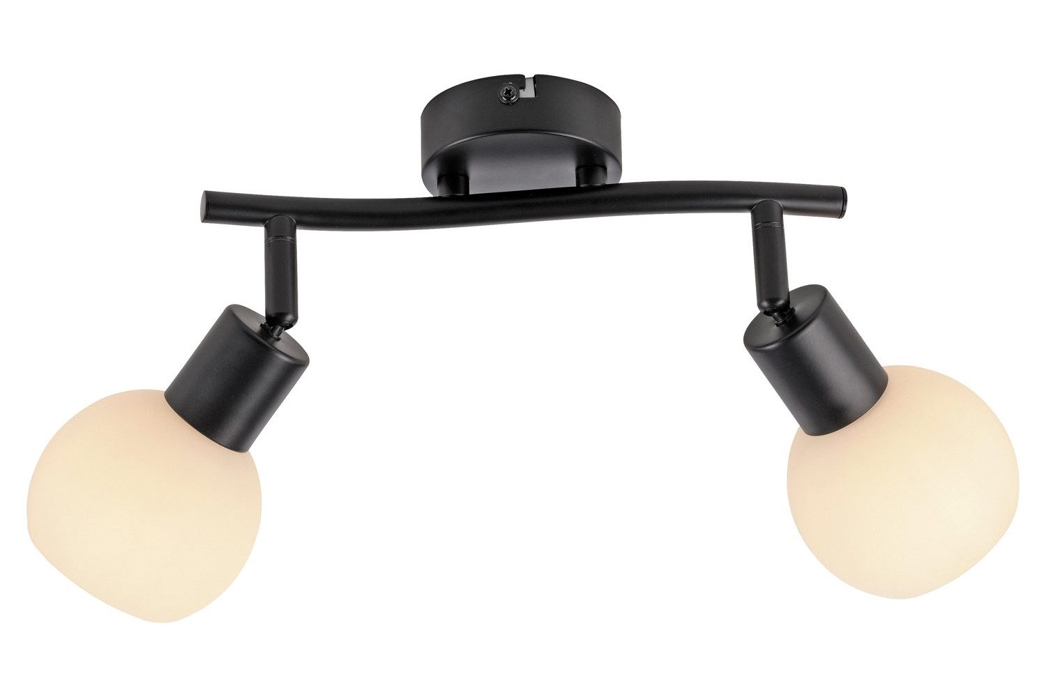 JUST LIGHT LED Deckenstrahler LOKI, 2-flammig, Schwarz, Weiß, Metall, Opalglas, Verstellbare Lampenschirme, LED fest integriert, Extra-Warmweiß, B 43 x H 20 x T 25 cm