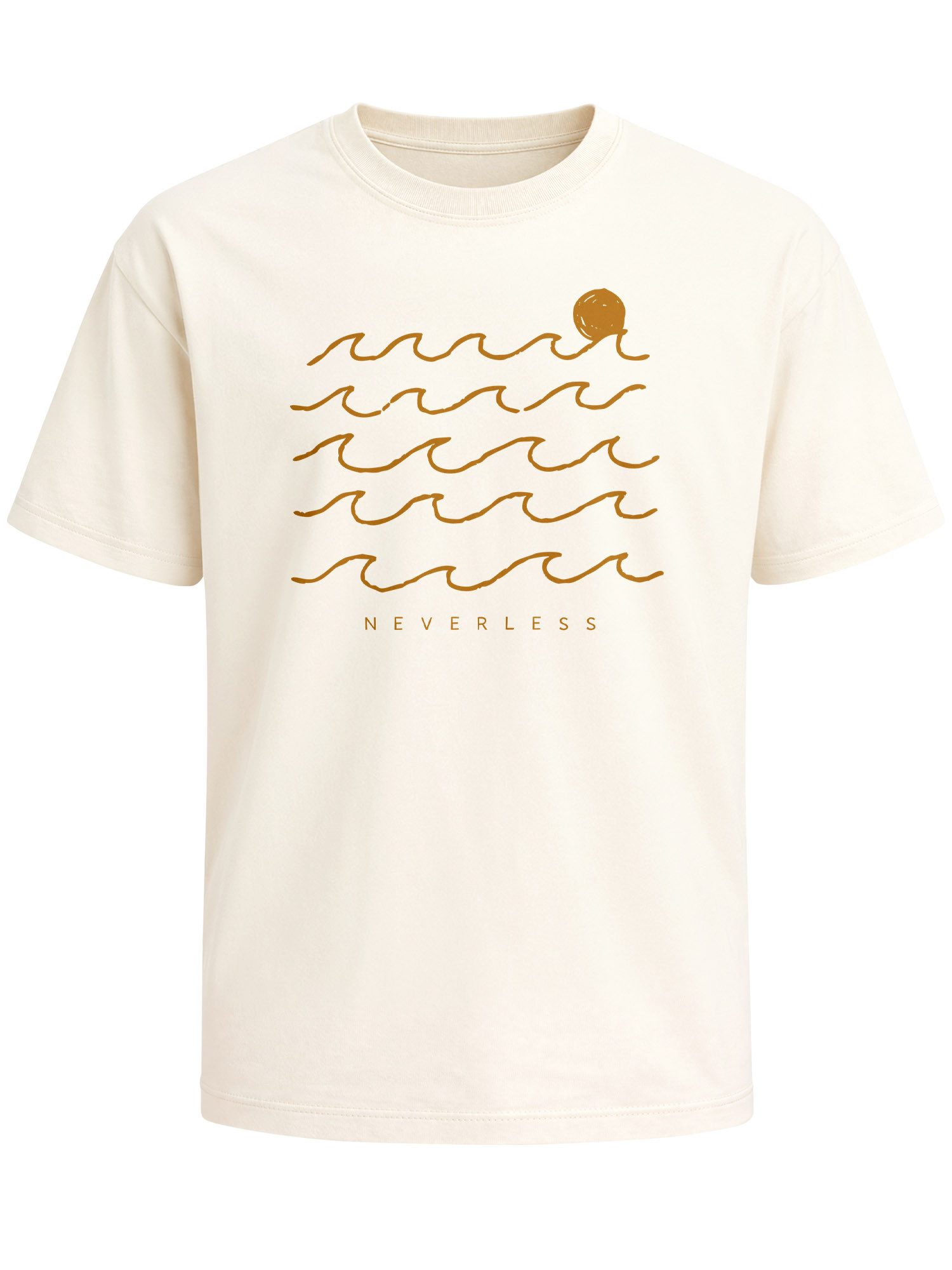 Neverless Oversize-Shirt Herren T-Shirt - Wellen Sonne - Printshirt Oversized Relaxed Fit mit Print