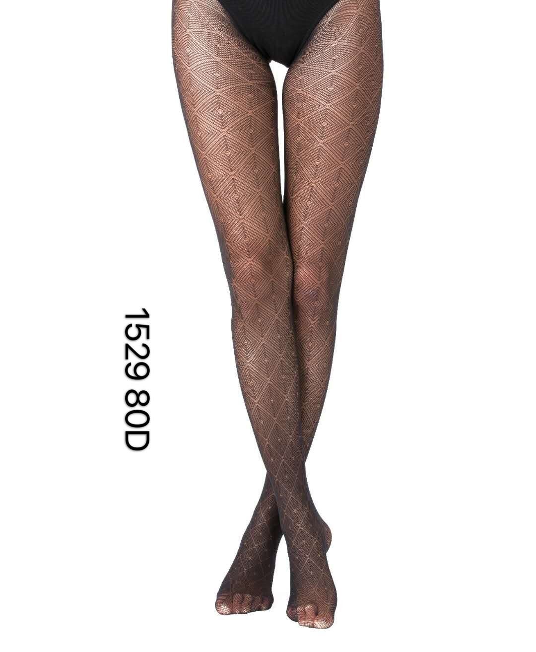Leggings Damen Strumpfhose mit Muster 80 Den Durchsichtig Baumwollzwickel