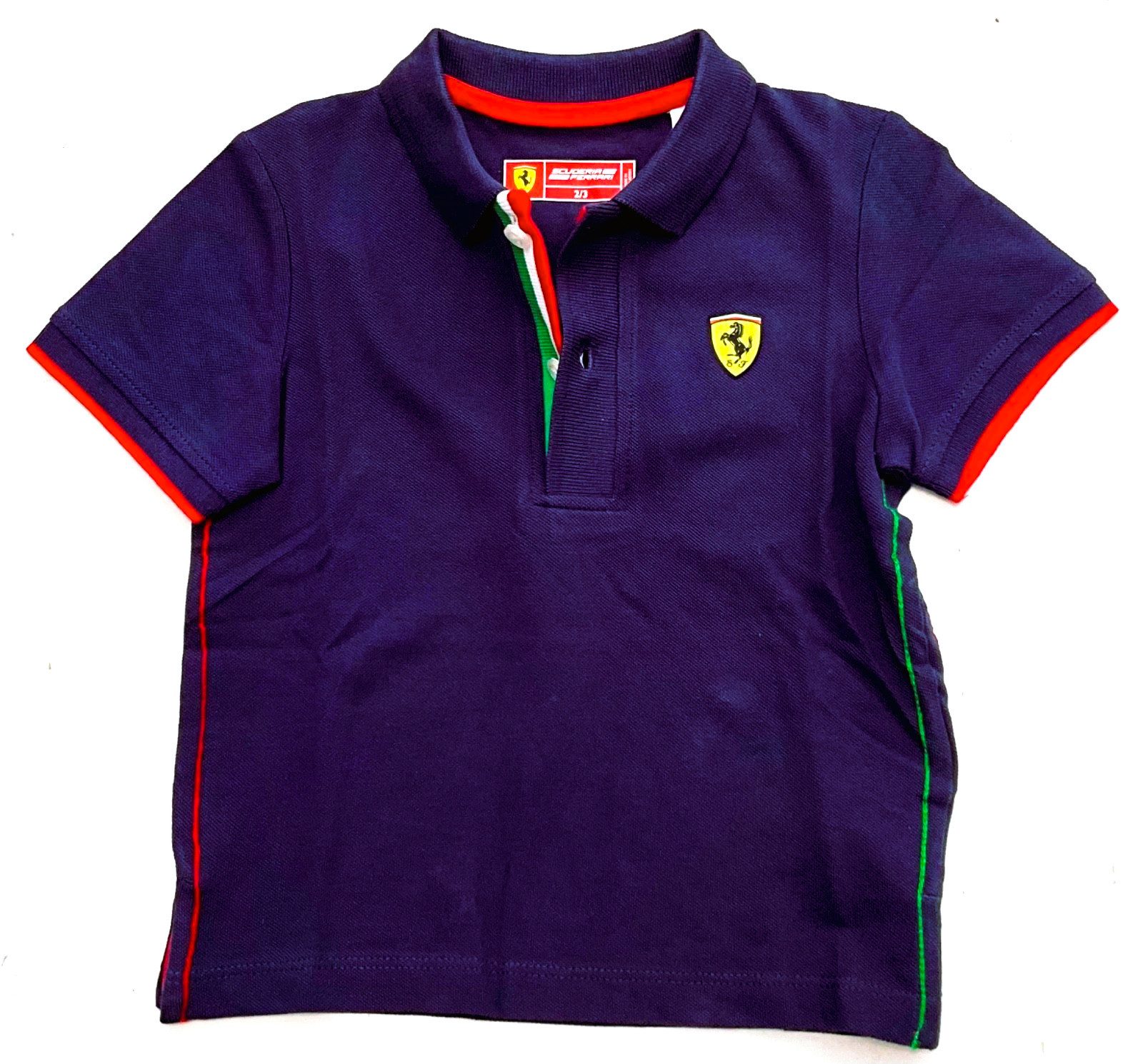 Ferrari Poloshirt Ferrari Poloshirt, SCUDERIA FERRARI KID ITALIAN Flag Piquet POLO aus Baumwolle