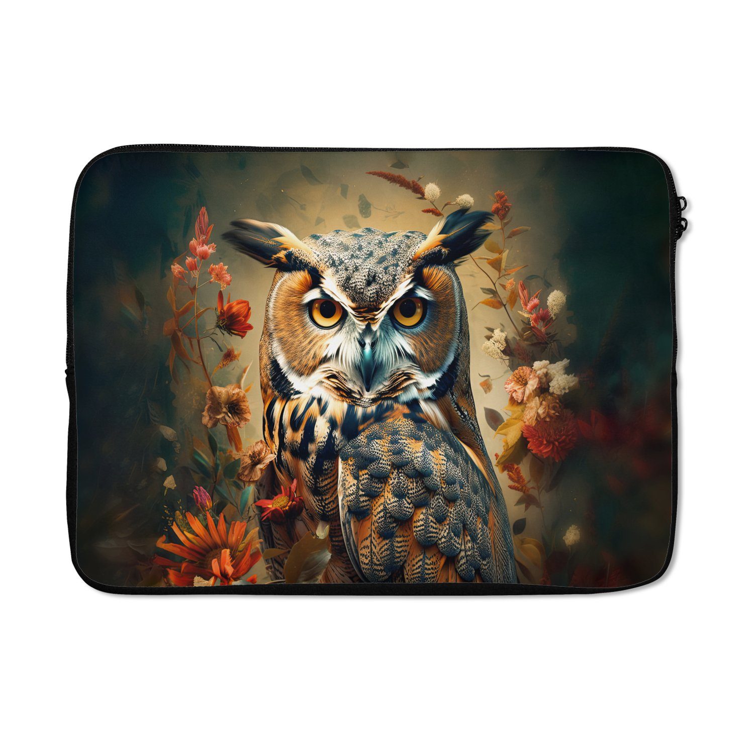 MuchoWow Laptop-Hülle Eule - Vogel - Blumen - Botanisch 13.3 Zoll, Laptopsleeve, weiches Innenfutter zum Schutz Kratzern, Laptoptasche