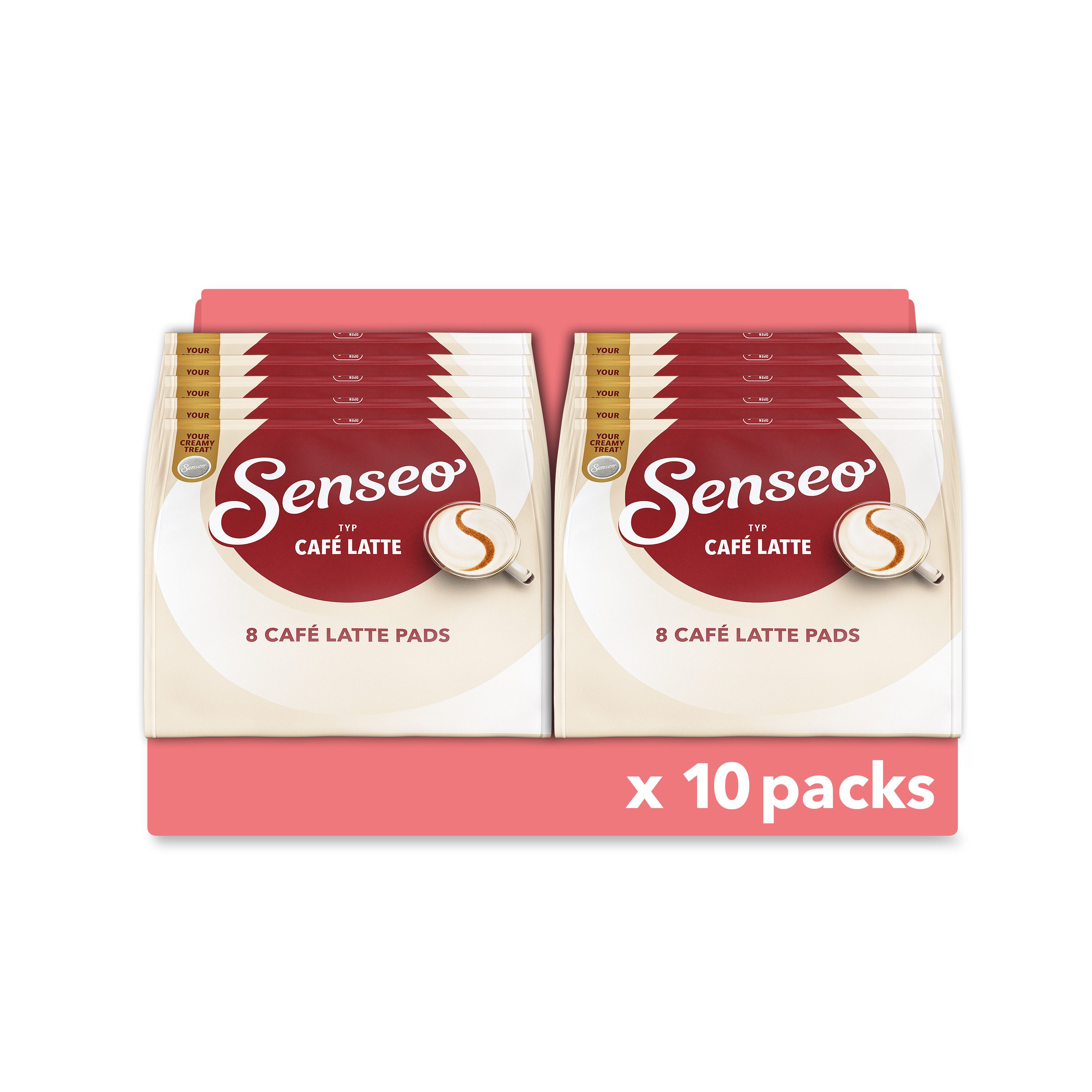 Senseo Kaffee Pads Typ Café Latte 80 Getränke Kaffeepads, (Packung, 10er Pack)