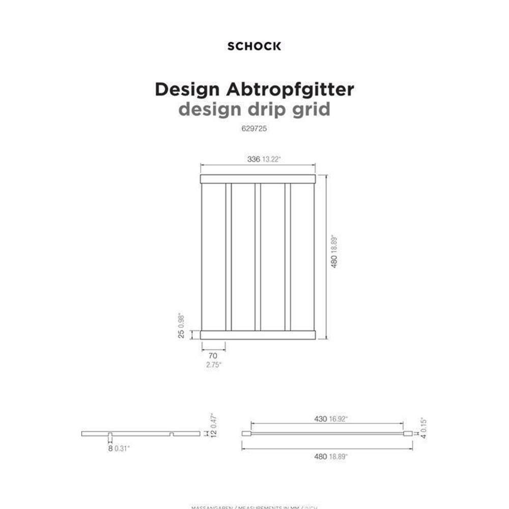 Schock Einbauspüle Design-Abtropfgitter in Brushed Black Metallic, Tiefe 480 mm
