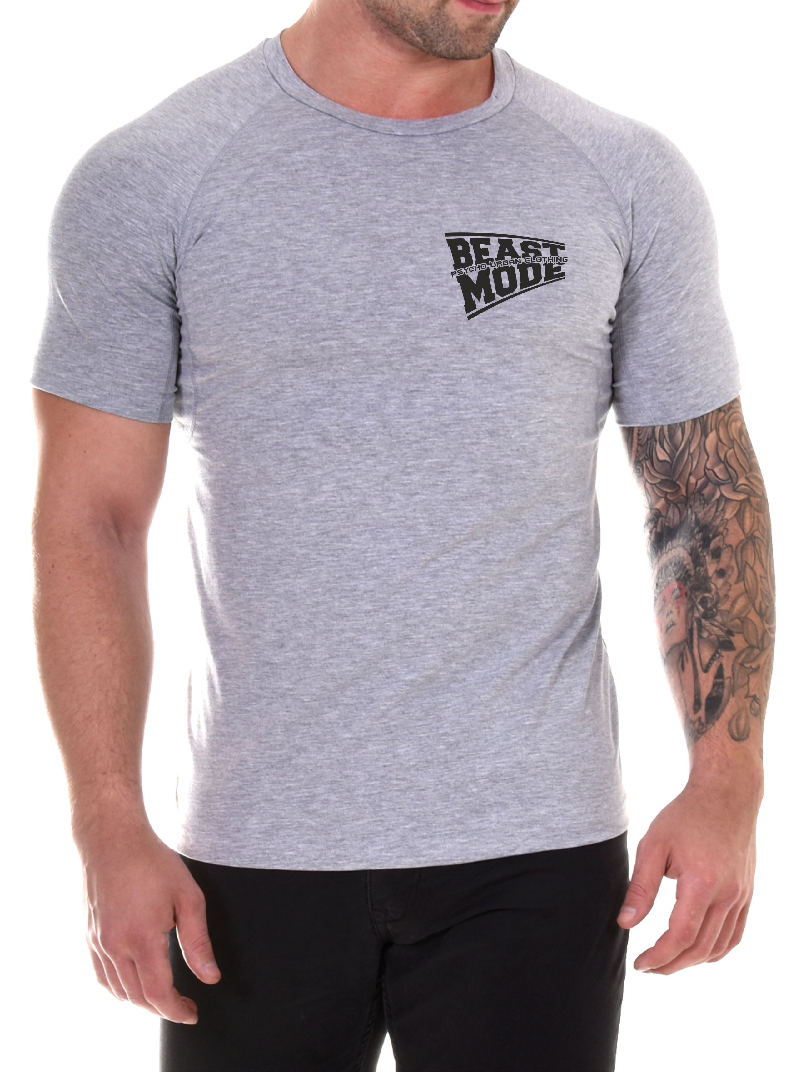 Psycho Urban Print-Shirt (Set) Basic Fitness T-Shirt im Doppelpack