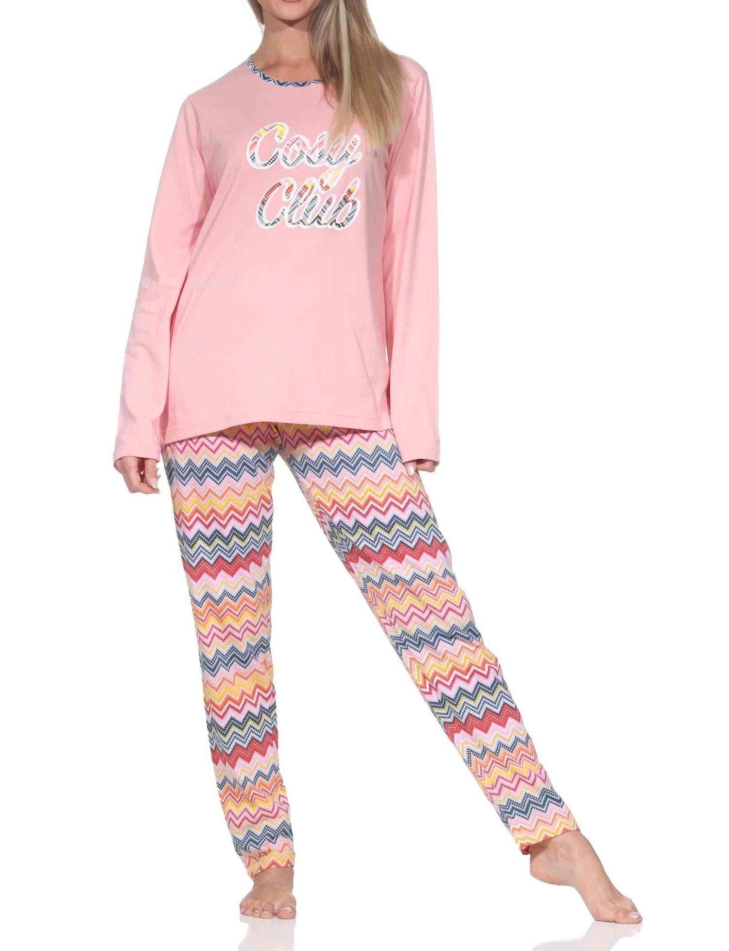 Normann Pyjama Normann Damen langarm Schlafanzug Pyjama in wunderschönen Ethno Optik
