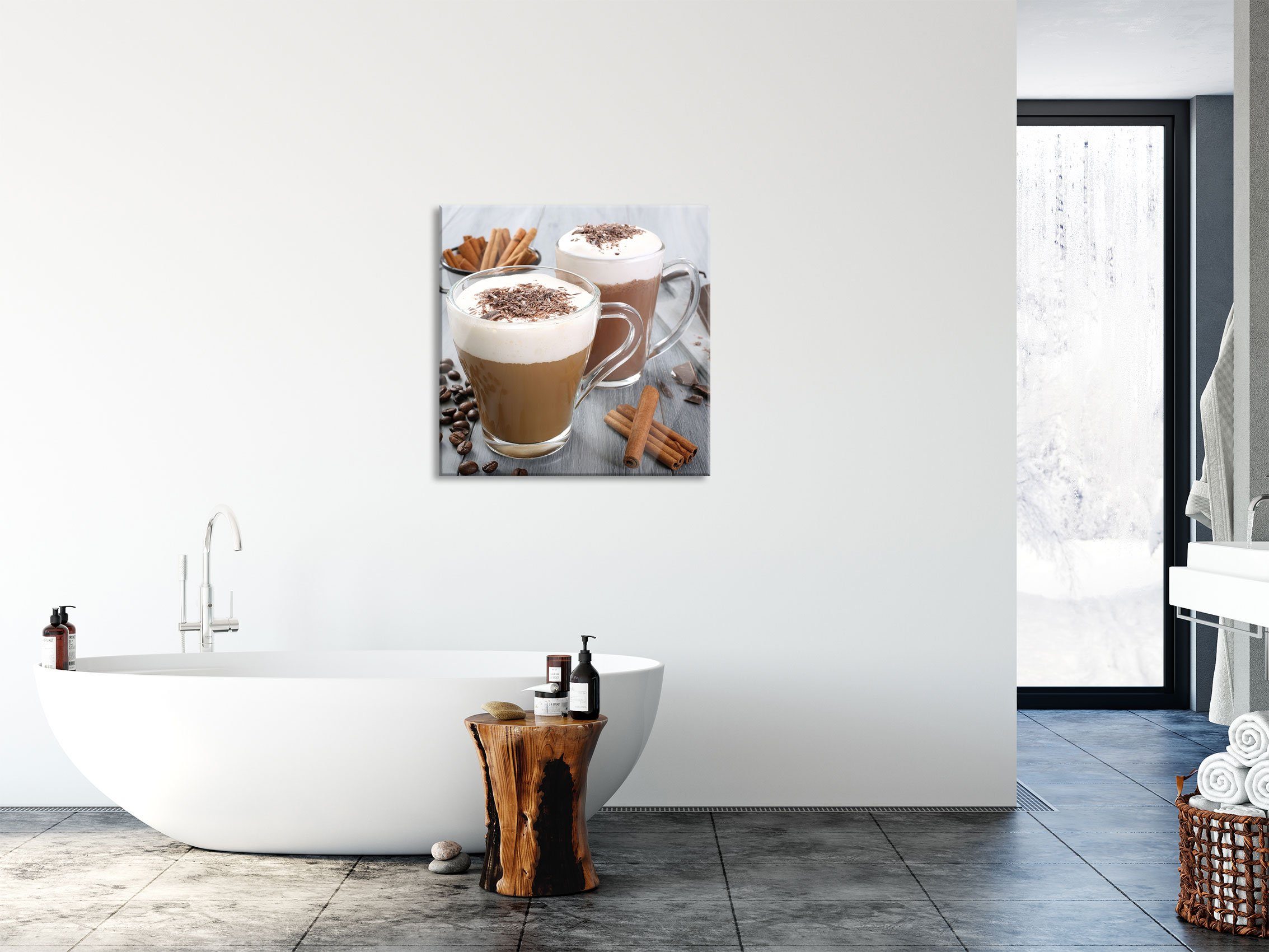 aus und Pixxprint St), Echtglas, inkl. Schokolade Kaffee (1 Abstandshalter Schokolade Glasbild Aufhängungen und und Kaffee, Glasbild