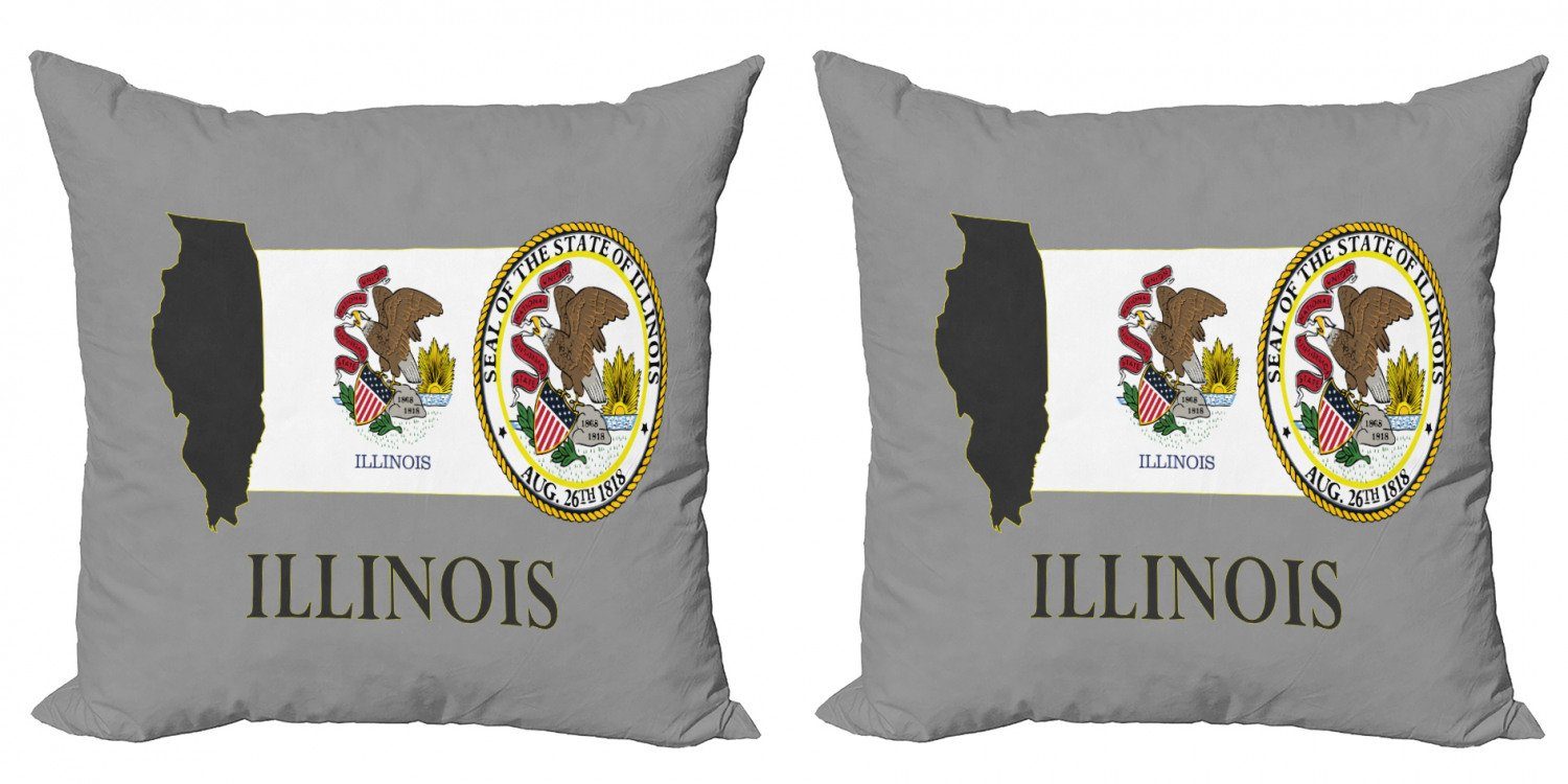 Illinois Flagge Adler Kissenbezüge Doppelseitiger Abakuhaus Digitaldruck, Accent und (2 Staats-Karte Stück), Modern