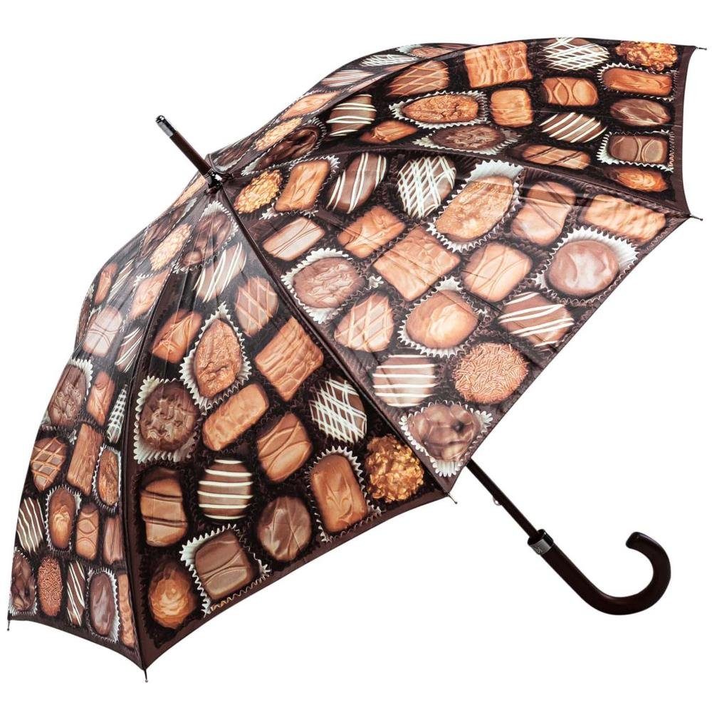 Stockregenschirm Regenschirm Motiv CHOCOLATES Holzstock