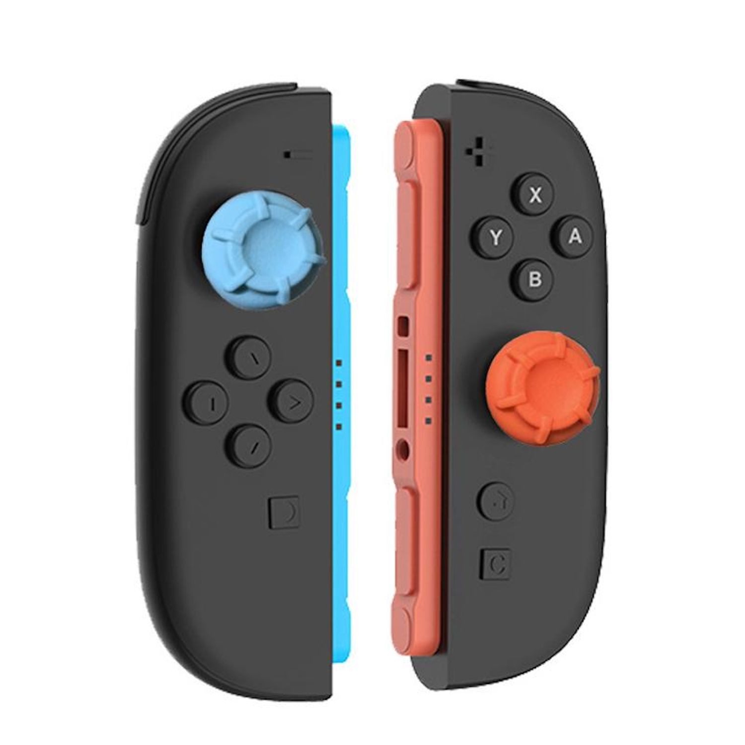 Wigento Handyhülle Für Nintendo Switch 2 Silikon 6 in 1 Joystick Kappen Set Orange / Blau, 6-teiliges Set aus griffigem Silikon zur Stick-Abdeckung