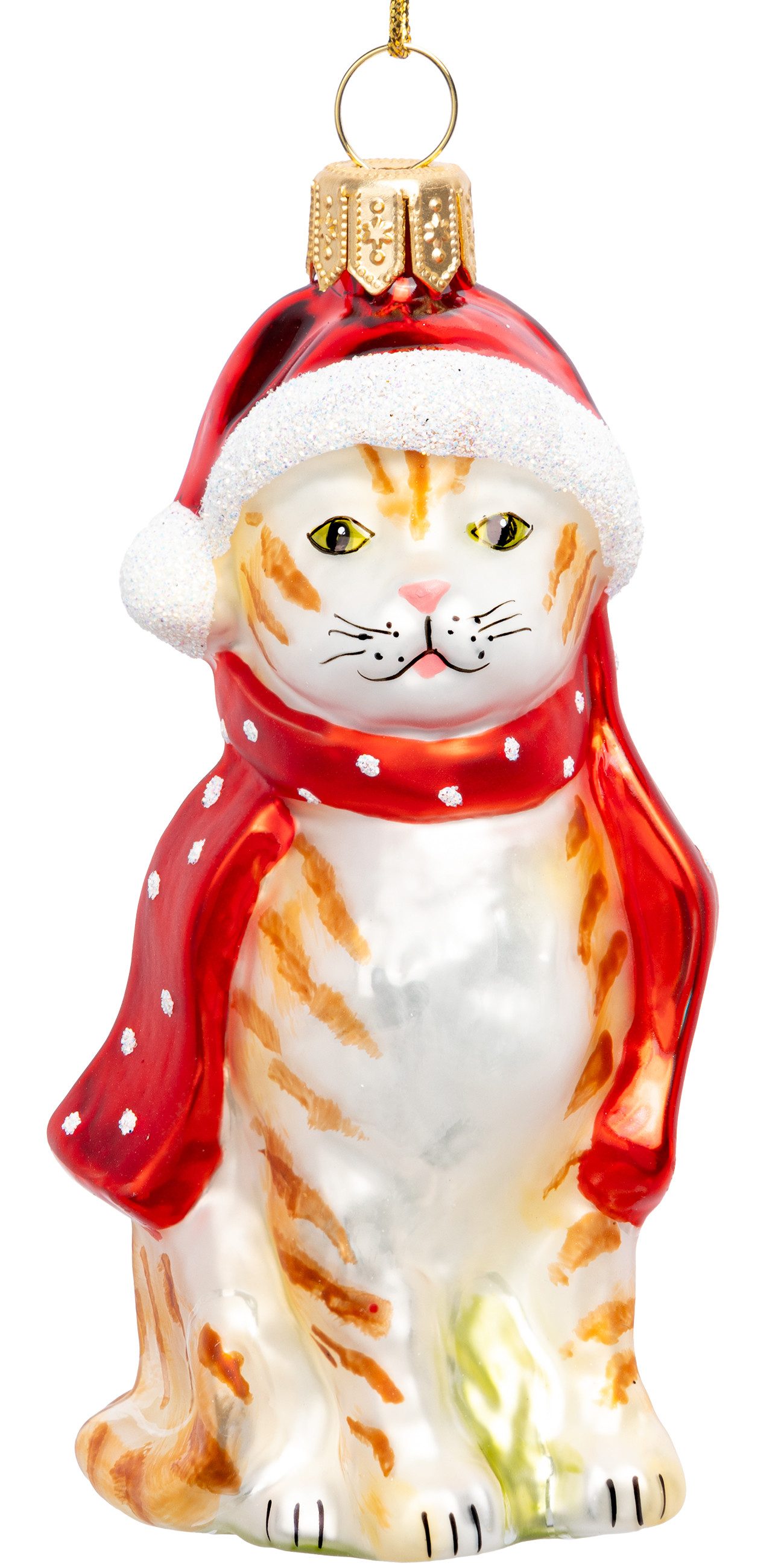 SIKORA Christbaumschmuck Katze mit Mütze Besondere Weihnachtskugel Glas Fig günstig online kaufen