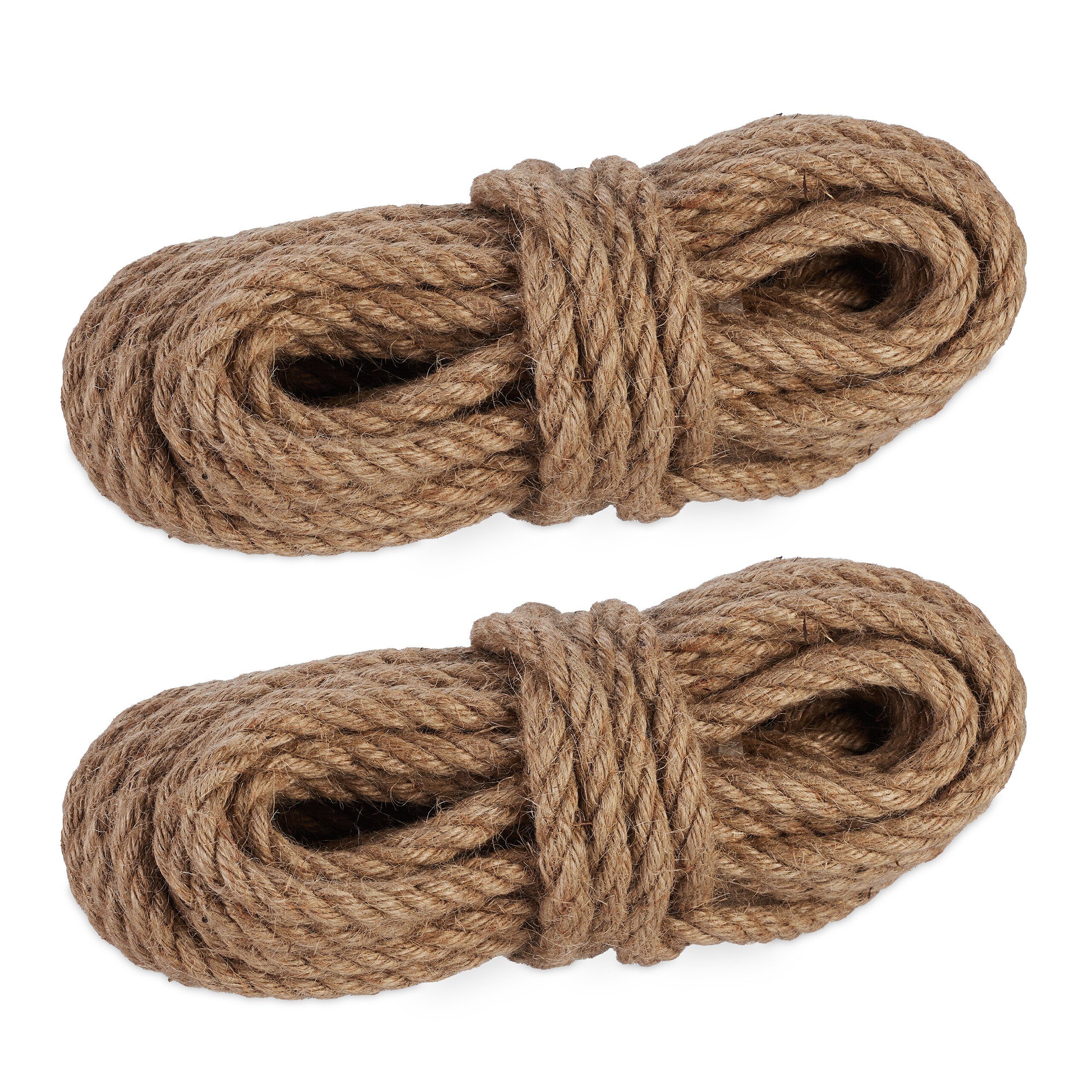 relaxdays Juteseil 12 mm x 10 m 2er Set Bastelgarn