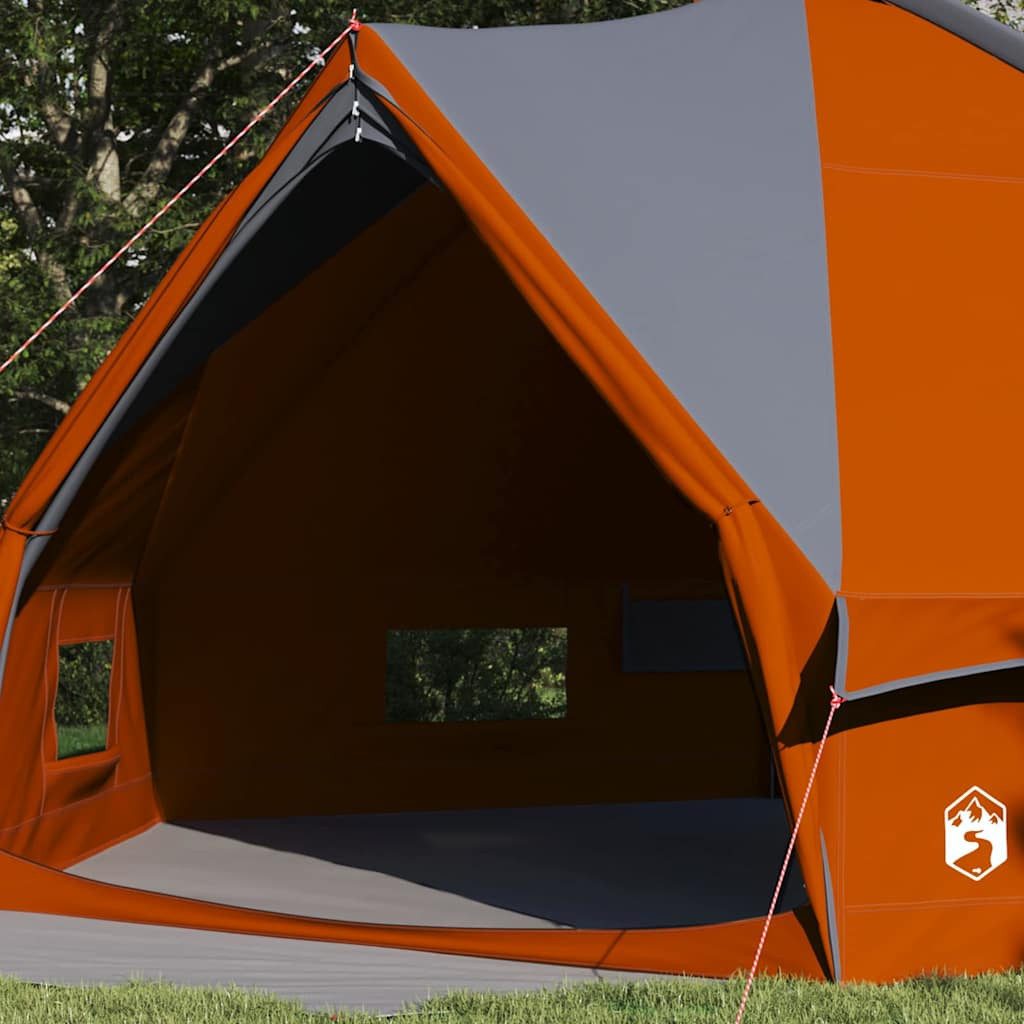 furnicato Faltzelt Teepee-Zelt 567 x 470 x 242 cm Grau-Orange, (1 tlg), Geräumiges Tipy für 10 Personen mit Belüftung und integriertem E-Port
