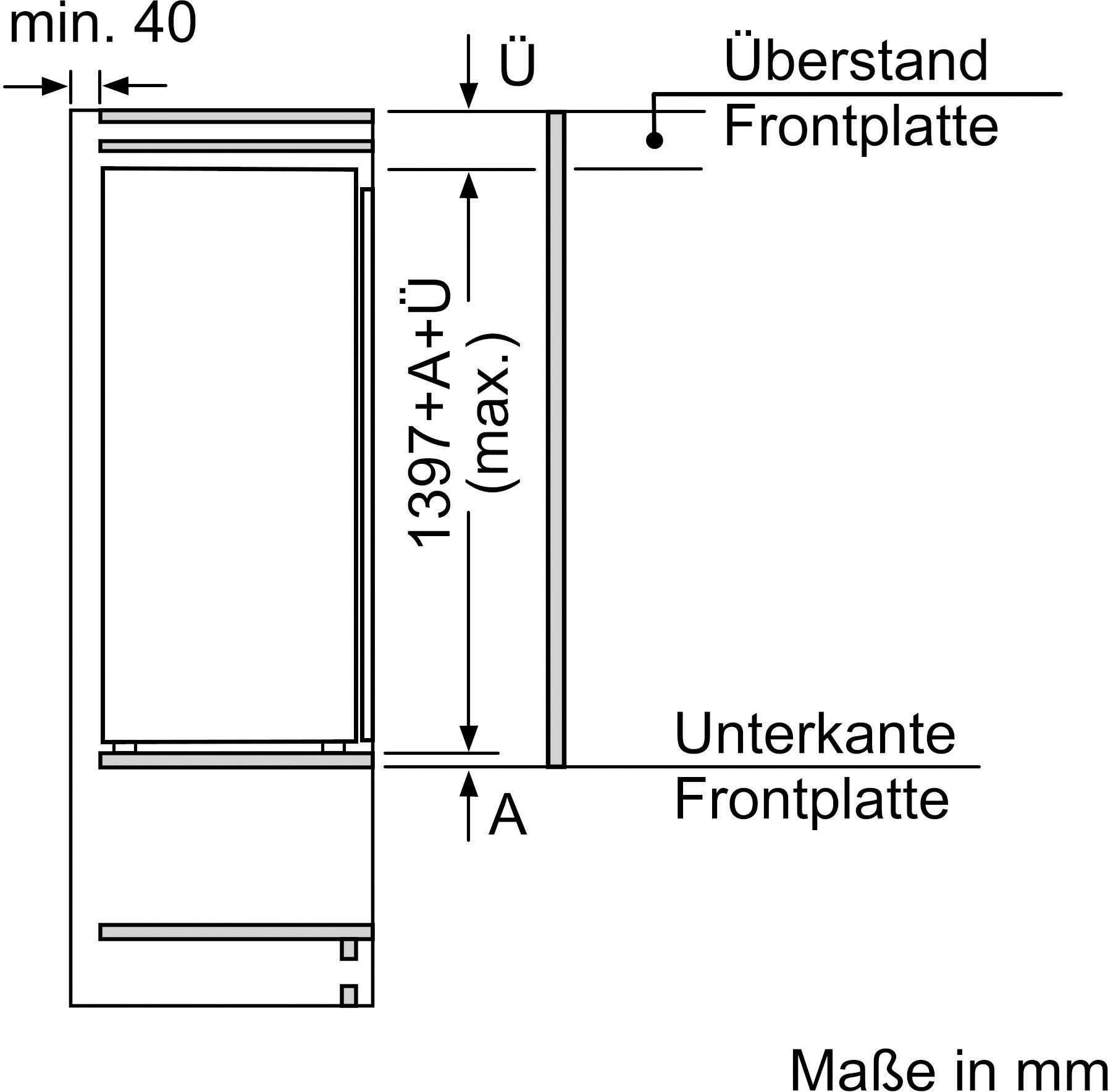 BOSCH Einbaukühlschrank 6 KIL52AFE0, cm hoch, cm breit 55,8 139,7