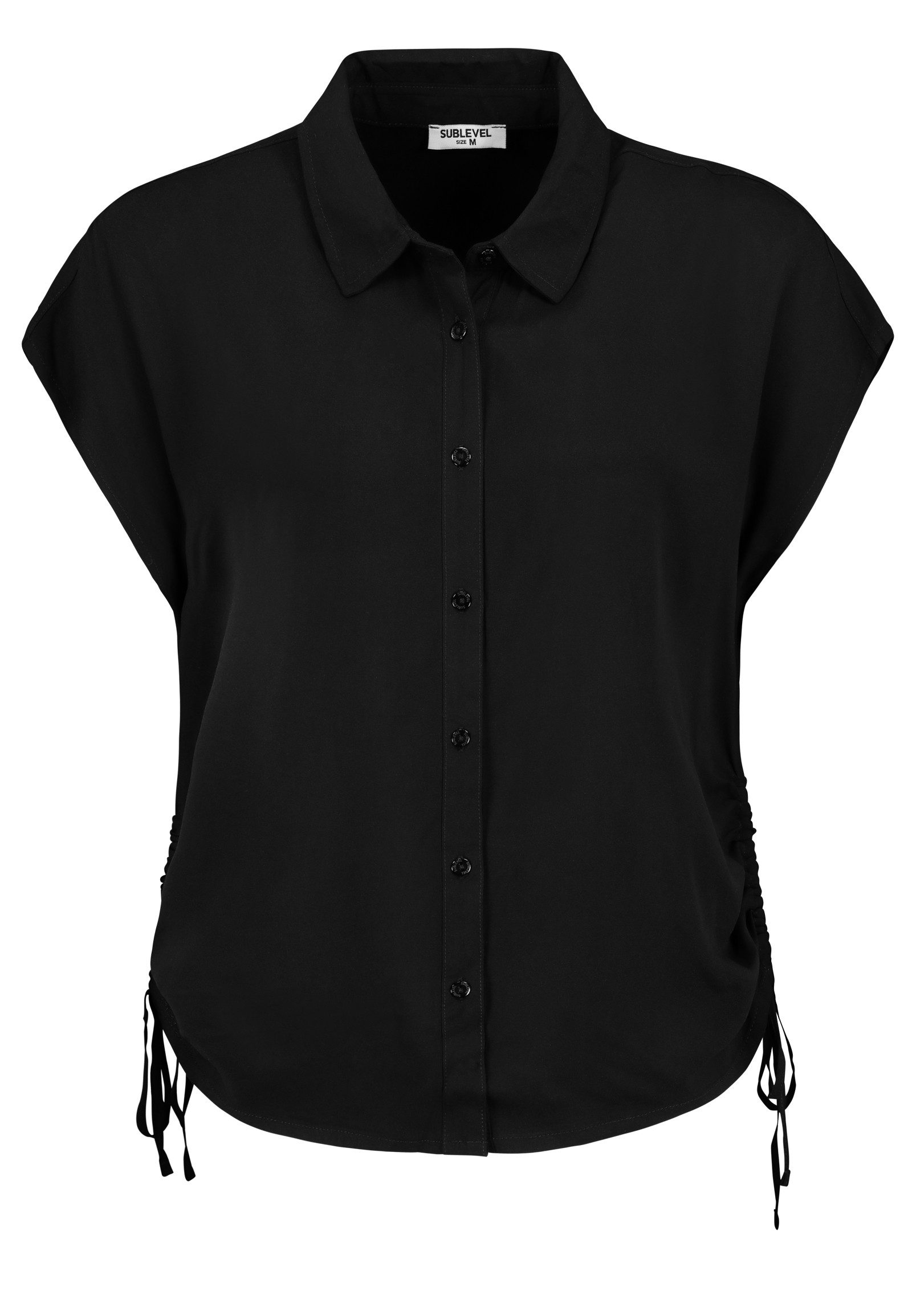 SUBLEVEL Blusenshirt Kurzärmeliges Hemd mit Kragen und für Damen LENZING™ ECOVERO™ nachhaltig Regular Fit Knopfleiste Kurzarm