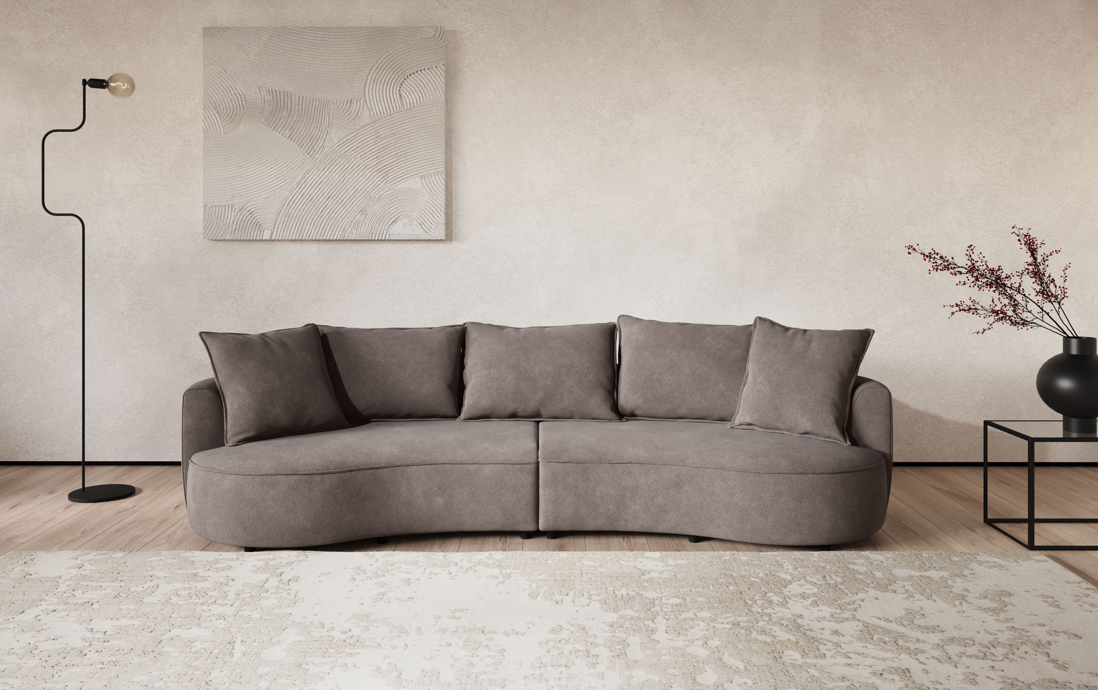 OTTO home Loungesofa Sana, Bigsofa, Megasofa, organische Form, Breite 296 cm, Loungesofa mit Wellenunterfederung