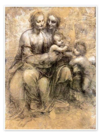 Posterlounge Poster Leonardo da Vinci, Jungfrau und Kind mit St. Anna, Illustration