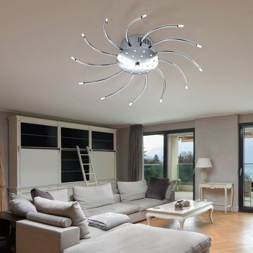 EGLO LED Deckenleuchte, Leuchtmittel inklusive, Design Decken Lampe silber Fernbedienung Stäbe gebogen Wohn Raum