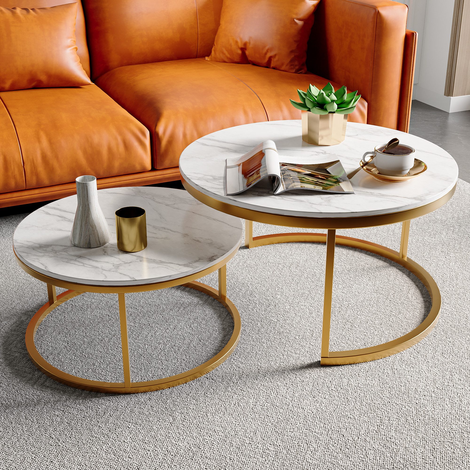 PXloue Couchtisch rund (2-St), 2er Set, günstig online kaufen