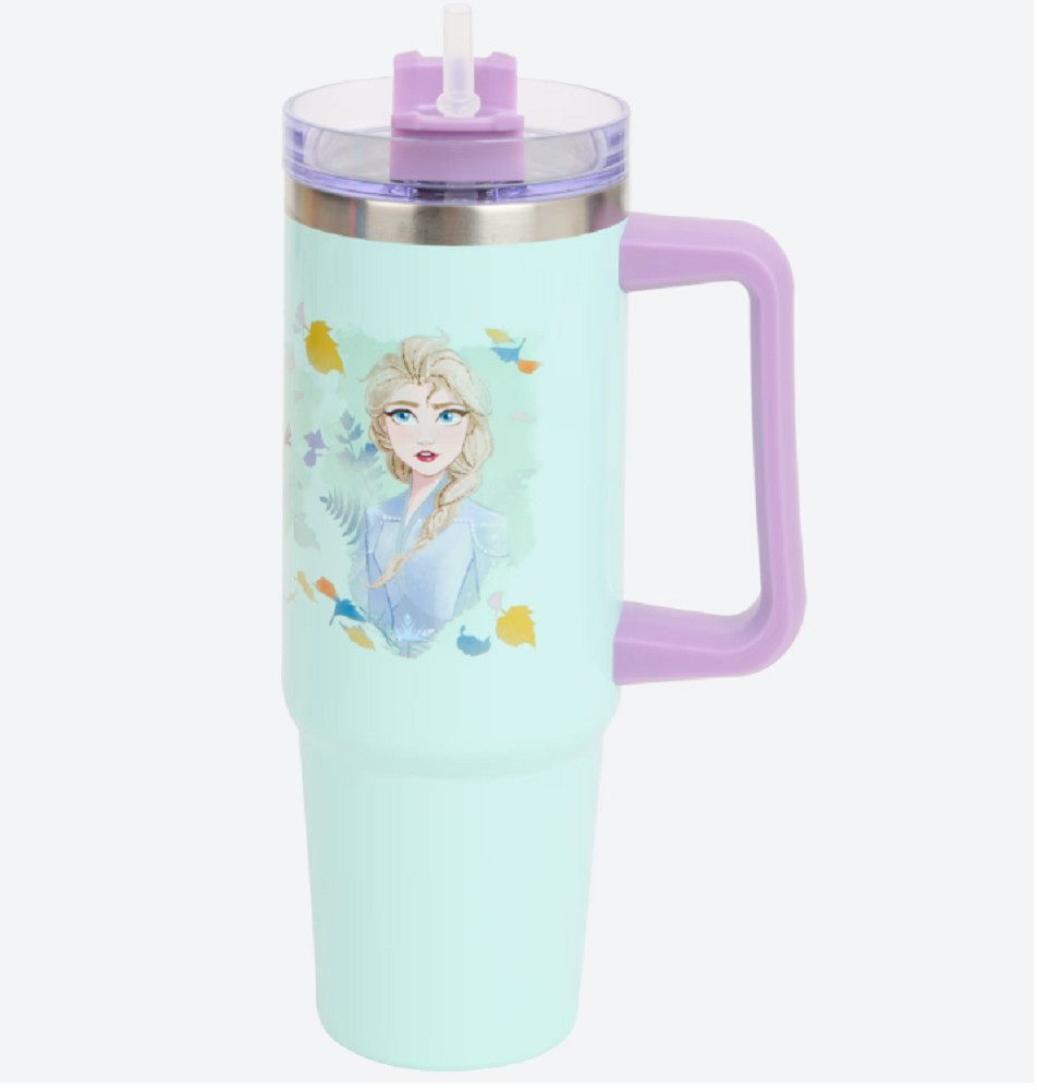 Disney Термокружка Frozen Elsa Термокружка Edelstahl 900 ml mit Griff & Strohhalm, Edelstahl, Doppelwandiger Edelstahl 900 ml mit Griff & Strohhalm