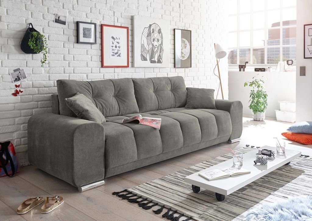 ED EXCITING DESIGN Schlafsofa, Paco Schlafsofa 260x90 cm Sofa Couch Schlafcouch Dunkelgrau