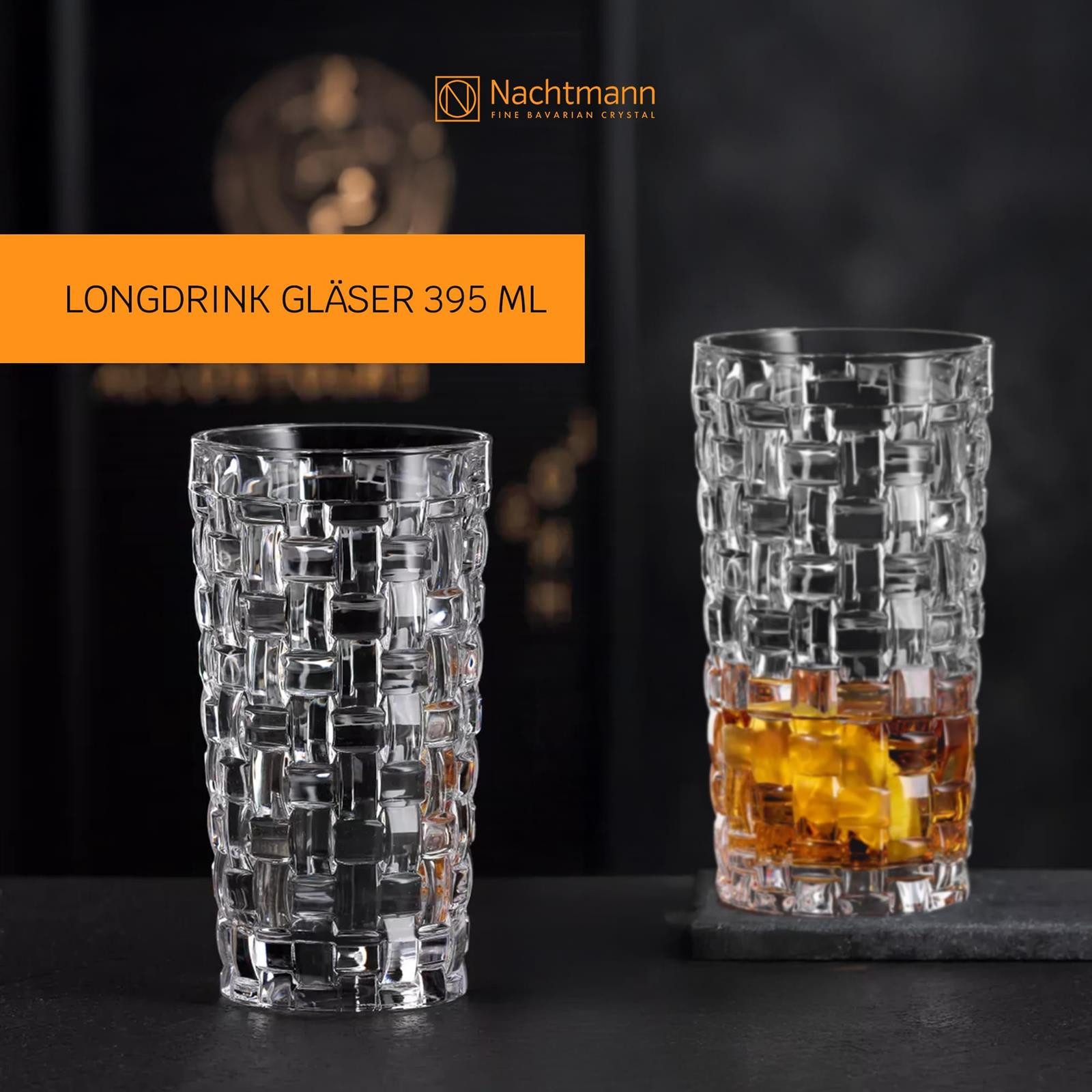 Nachtmann Longdrinkglas Bossa Nova Longdrinkgläser 395 ml 4er Set, 4-tlg., Glas