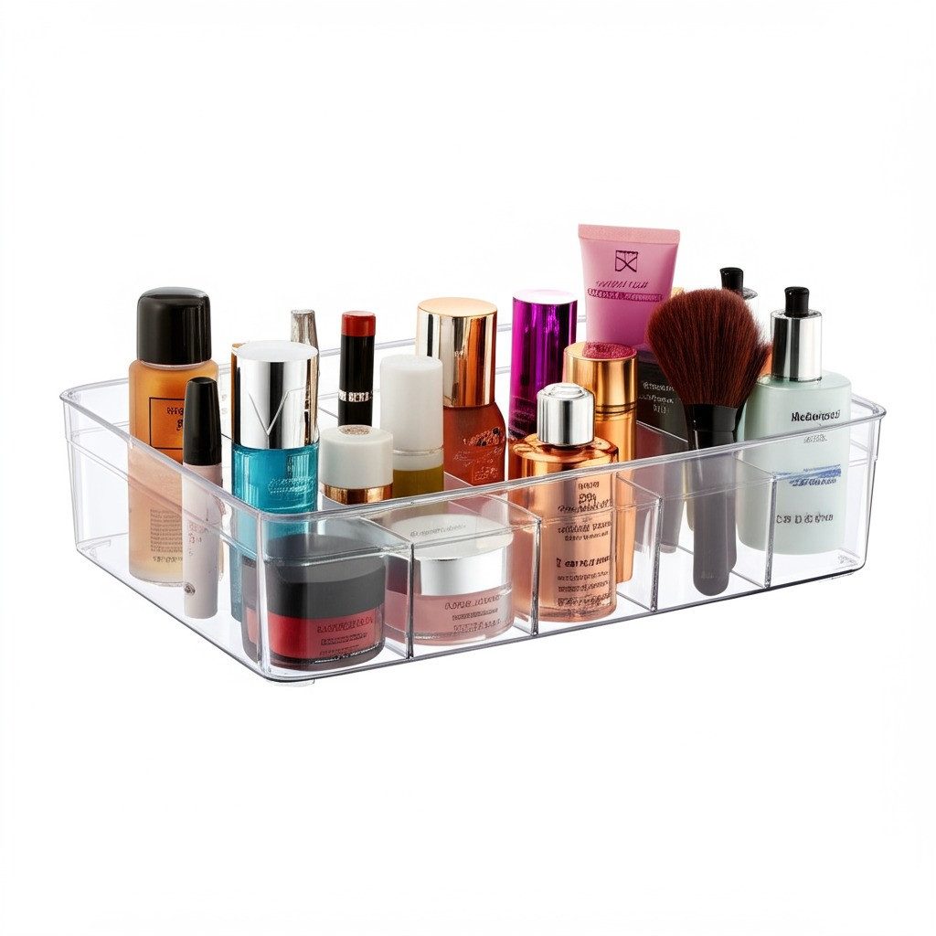 ogoPLUS Küchenorganizer-Set 4 Stück 5 Fächer Kühlschrank Organizer Größe L - BPA-Frei, (Ideal auch für Büro, Bad, Vorratsbox im Schrank, BPA frei), zur optimalen Platznutzung, Bürobedarf, Kosmetik, Pflegeprodukte