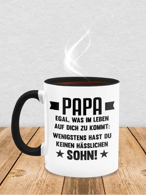 Shirtracer Tasse Papa egal was auf dich zukommt wenigstens hast du keinen hässlichen So, Keramik, Geschenk Vatertag Kaffeetasse