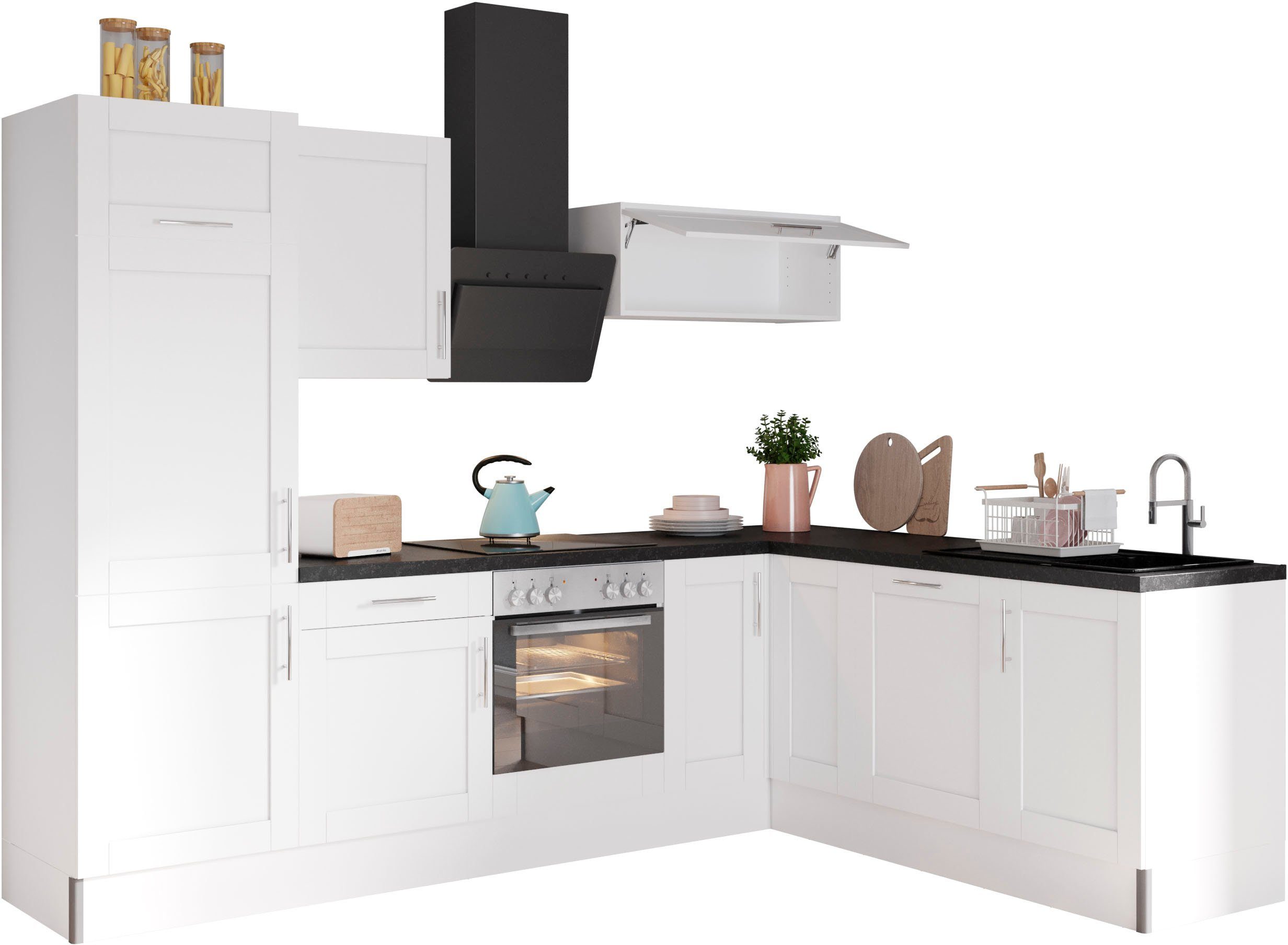 KOCHSTATION Küche KS-Ahus, 200 x 270 cm breit, wahlweise mit E-Geräten, Soft Close Funktion
