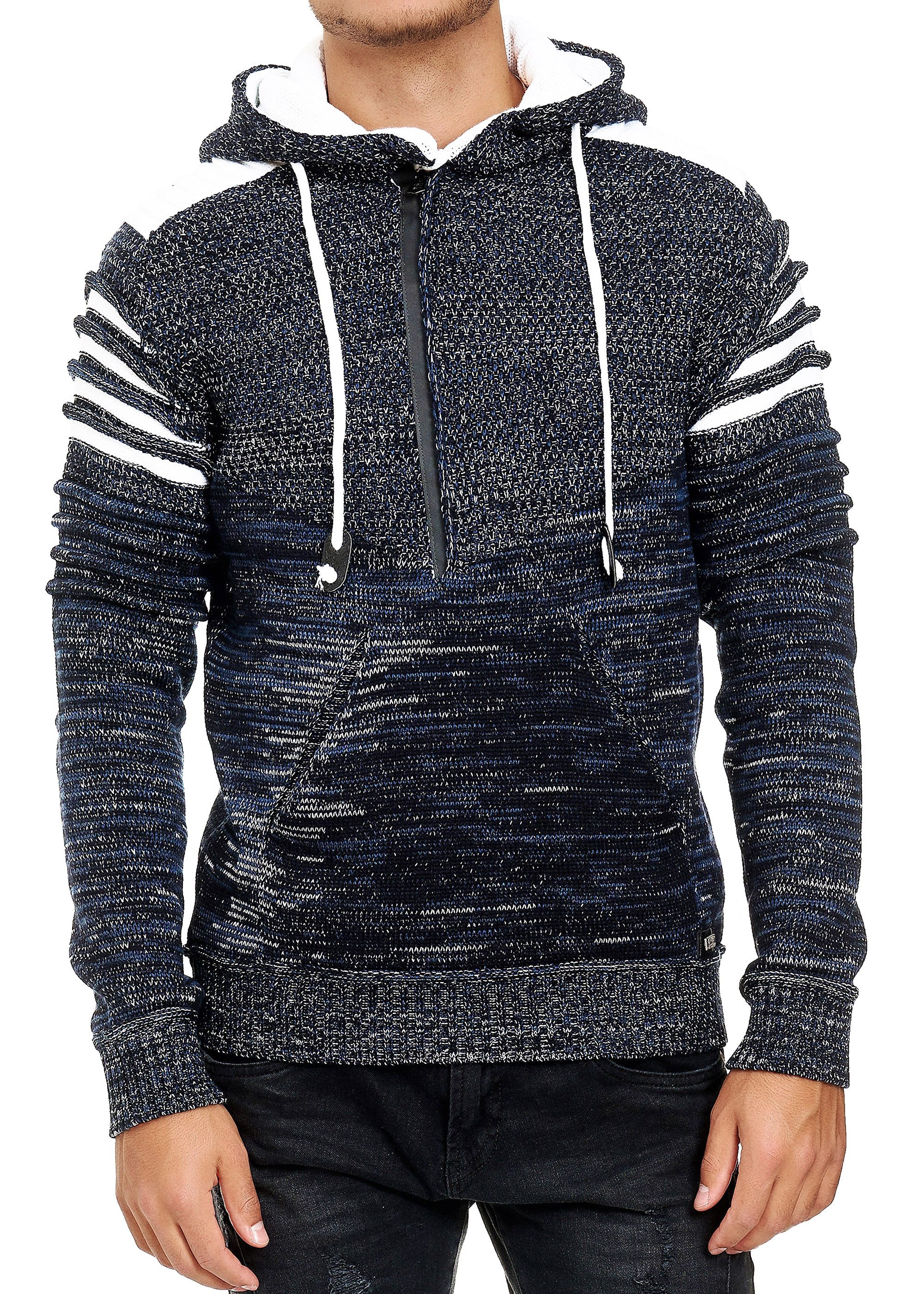 R-NEAL Kapuzenpullover Kapuzen-Pullover Hoodie mit 1/2 Zipper Strick Pullover mit Kapuze