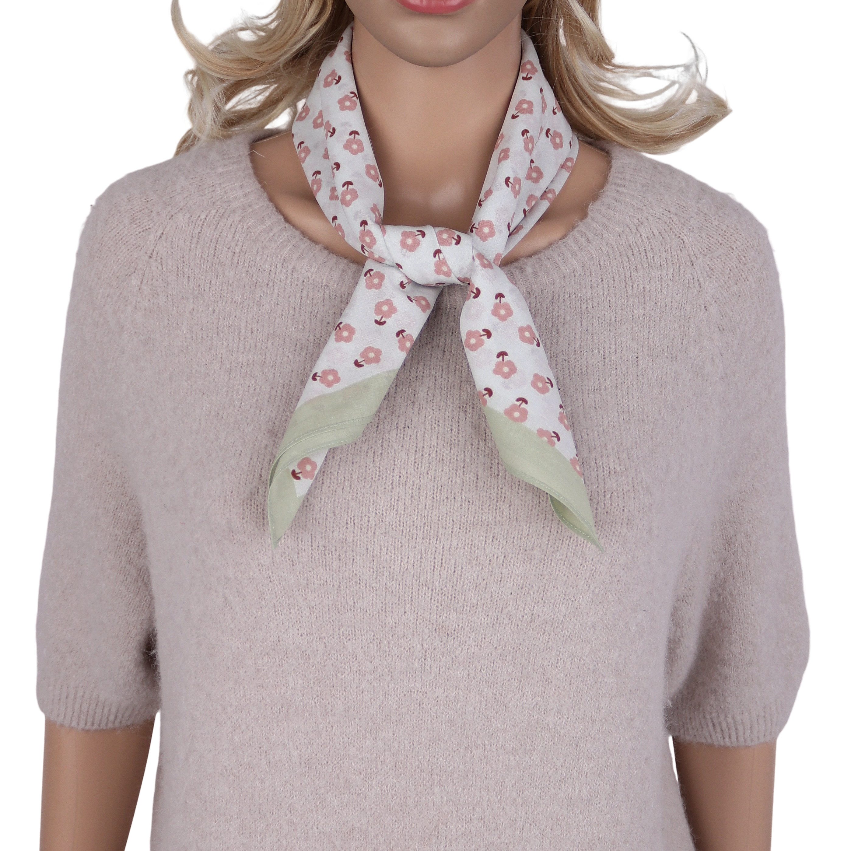 MIRROSI Nickituch Dreicktuch ca. 65 × 65 cm, feine Gewebe aus 100% Baumwolle, Damen Halstuch ideal für Frühling, Sommer oder Herbst