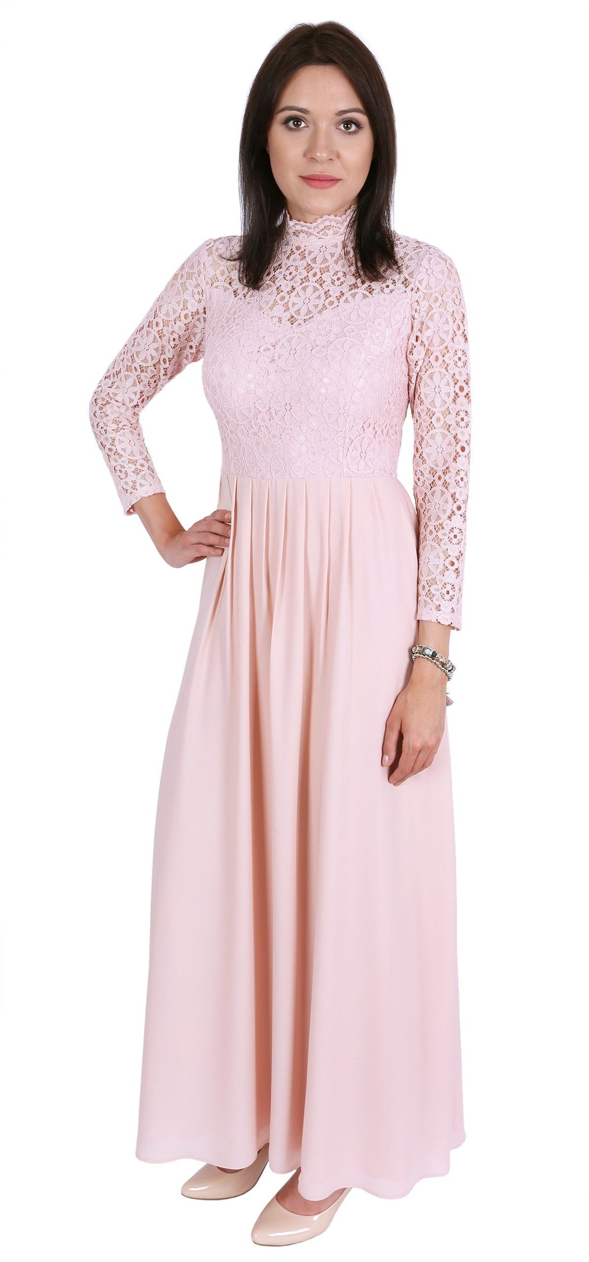 Sarcia.eu Maxikleid John Zack Lachsfarbenes Maxikleid mit 3/4-Ärmeln S
