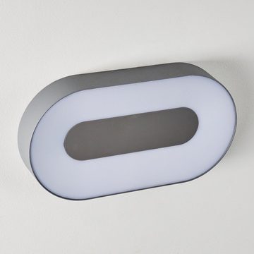 hofstein Außen-Wandleuchte »Amelia« LED Außenovale Wandlampe aus Metall in Silber/Weiß, m. 11 Watt, 570 Lumen, IP54